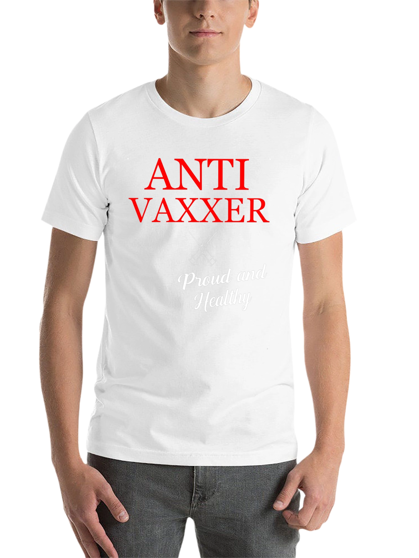 Black Anti Vaxxer T-Shirt - Proud & Healthy Statement Tee view 14
