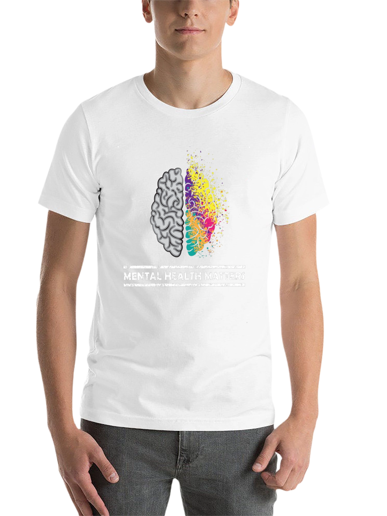Black Mental Health Matters Brain Graphic Tee - Unisex view 14