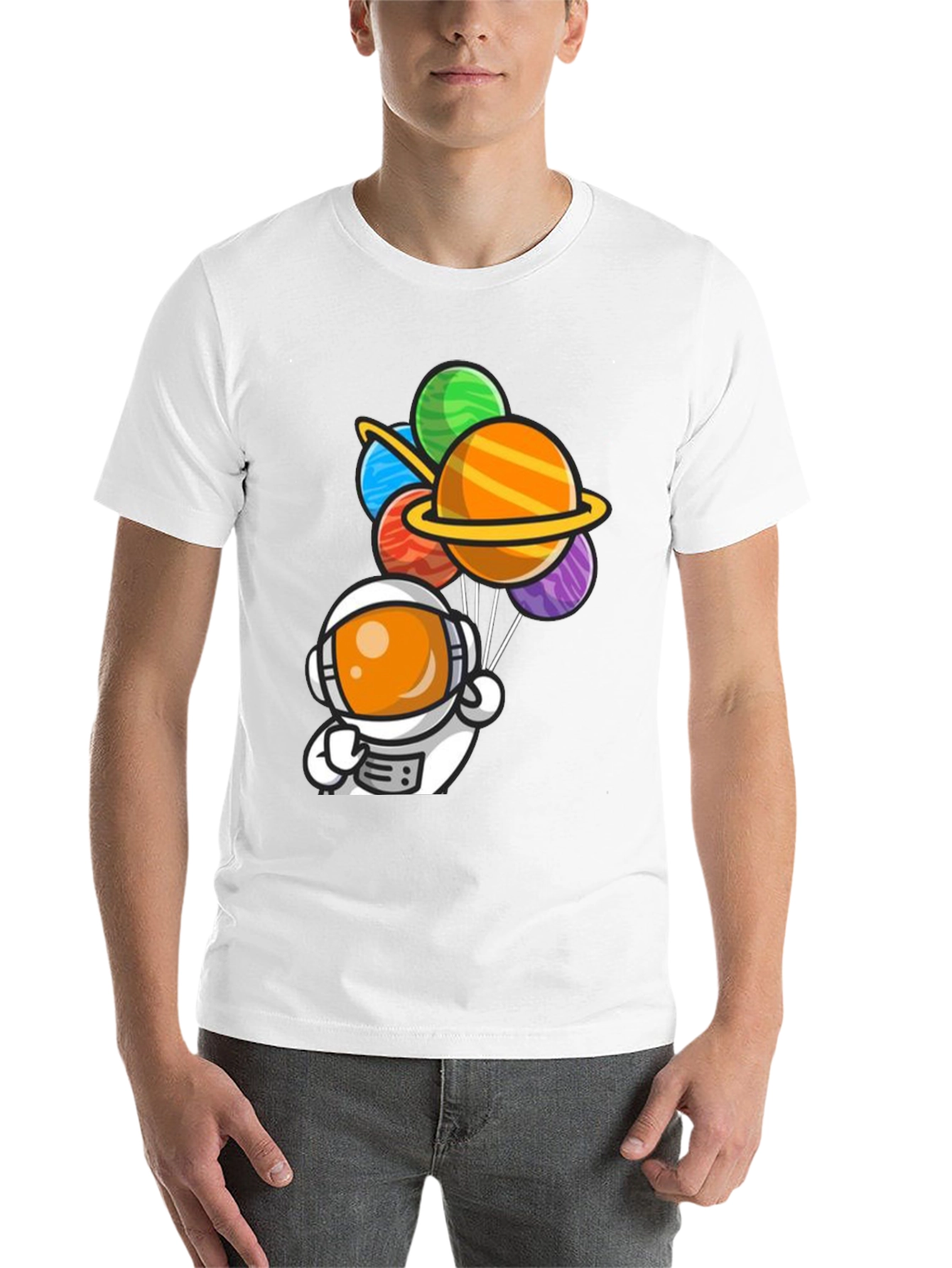 Black Astronaut Planet Balloons Graphic Tee view 14