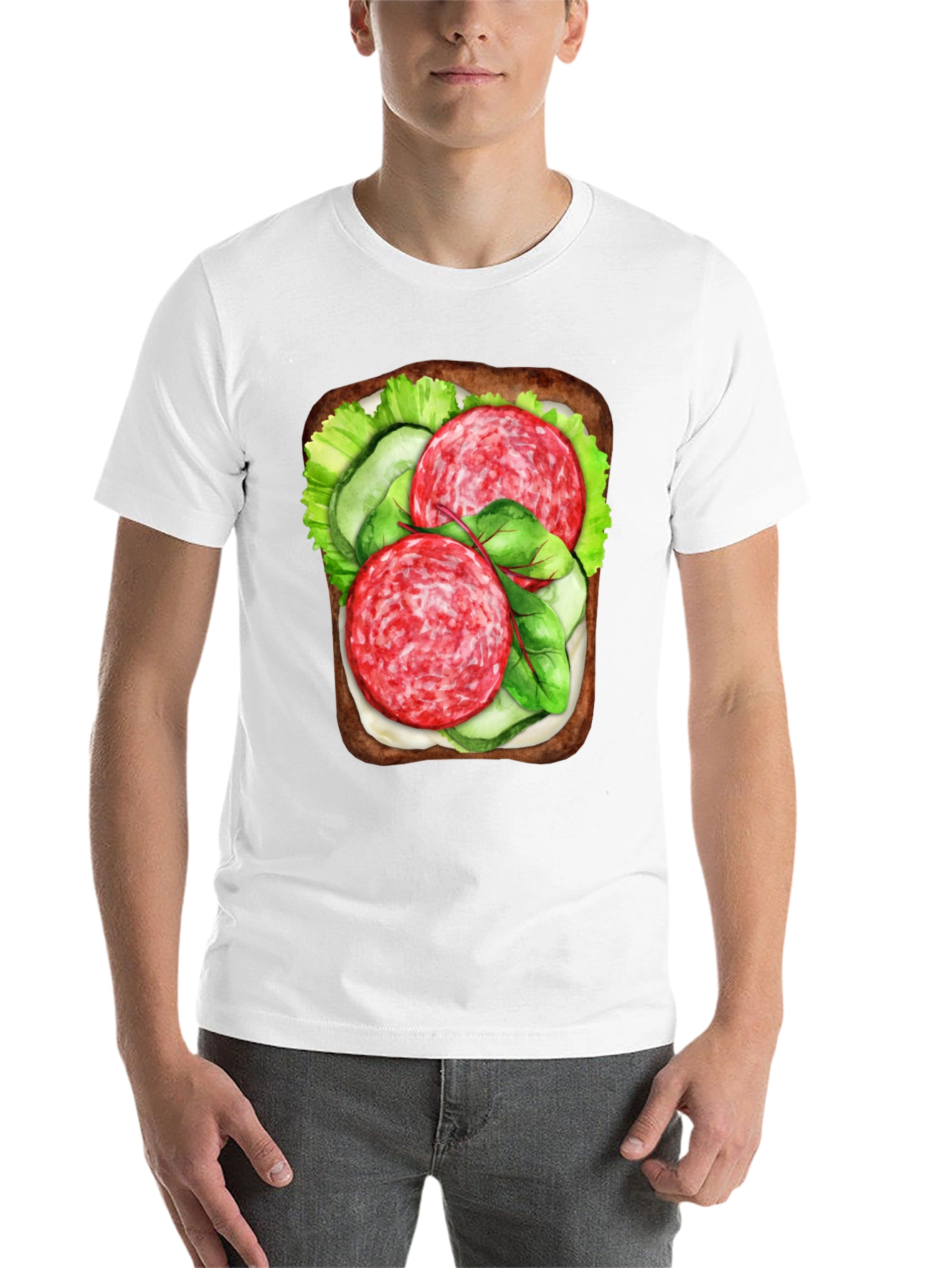 Black Funny Sandwich Graphic Tee - Foodie T-Shirt view 14