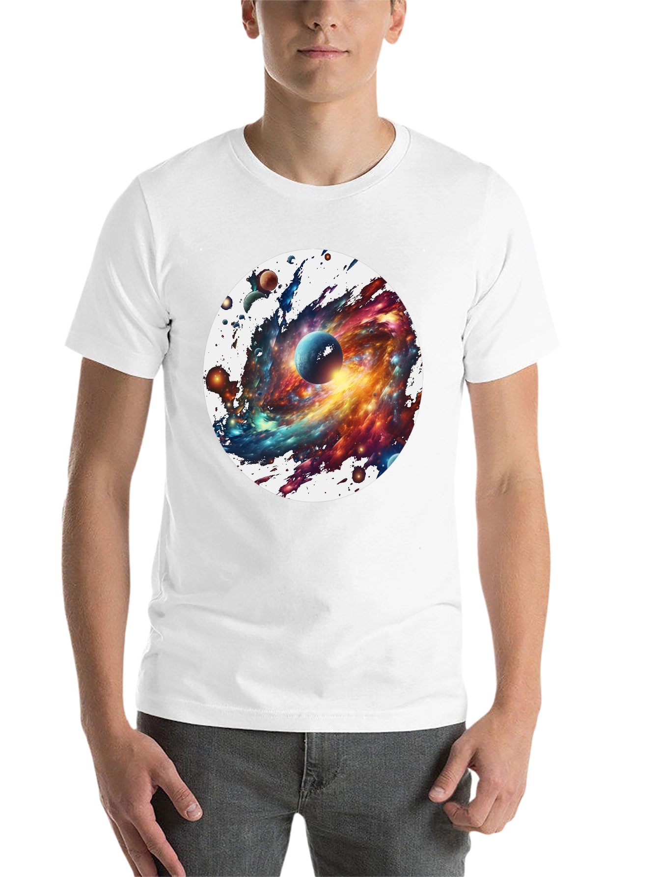 Black Galaxy Blast T-Shirt - Space Print Tee view 14