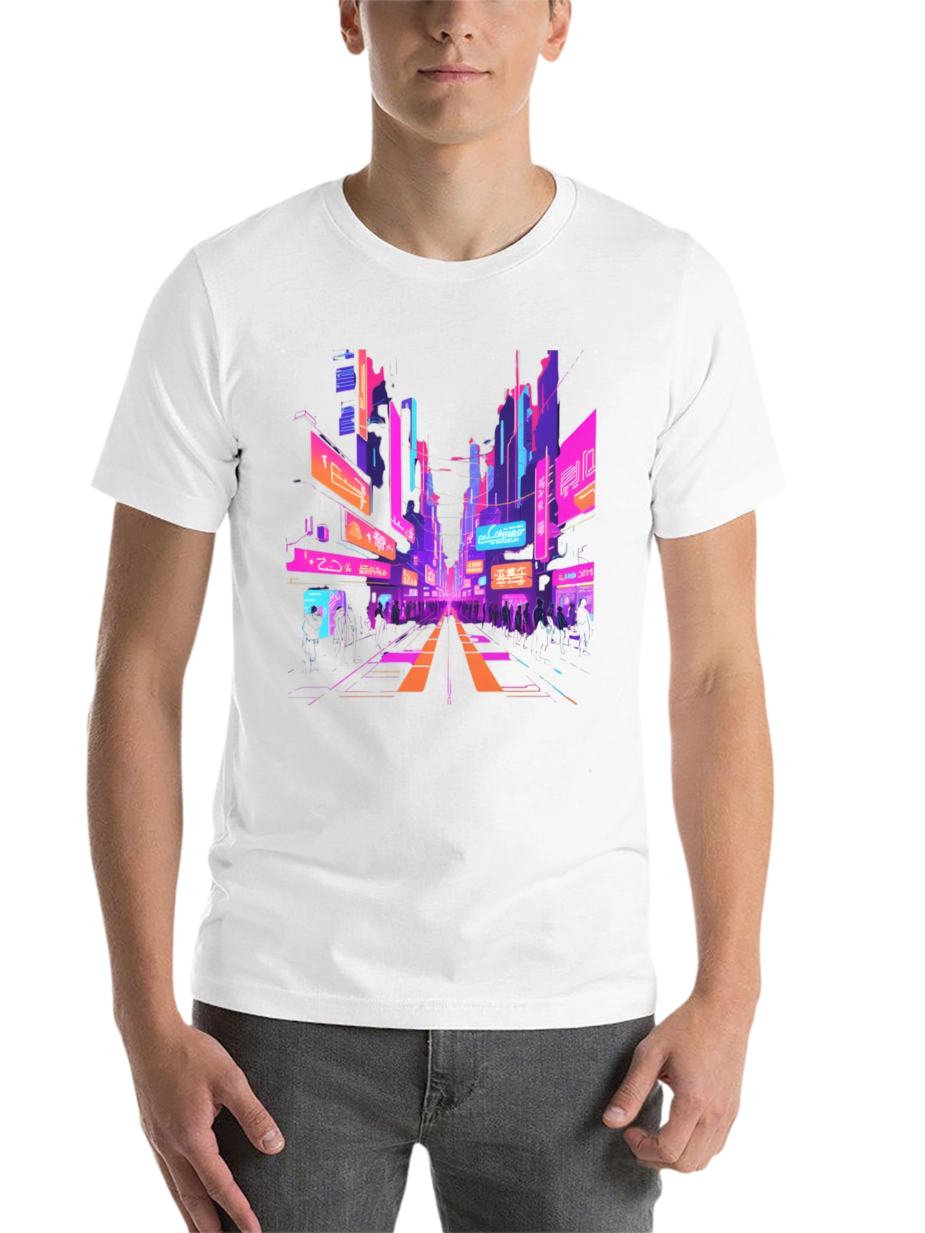 Black Cyberpunk Cityscape Graphic Tee view 14