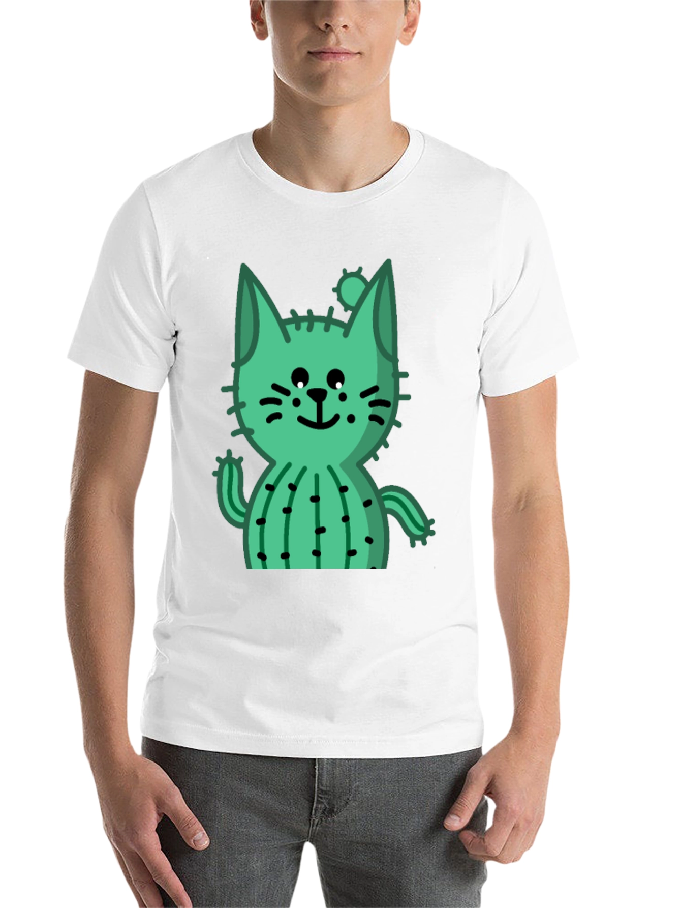 Black Cactus Cat Black T-Shirt - Trendy and Unique view 14