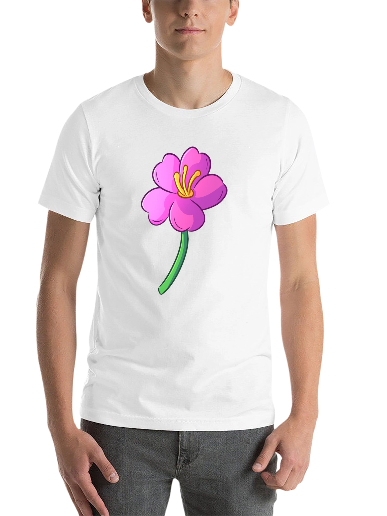 Black Pink Flower Graphic Black T-Shirt view 14