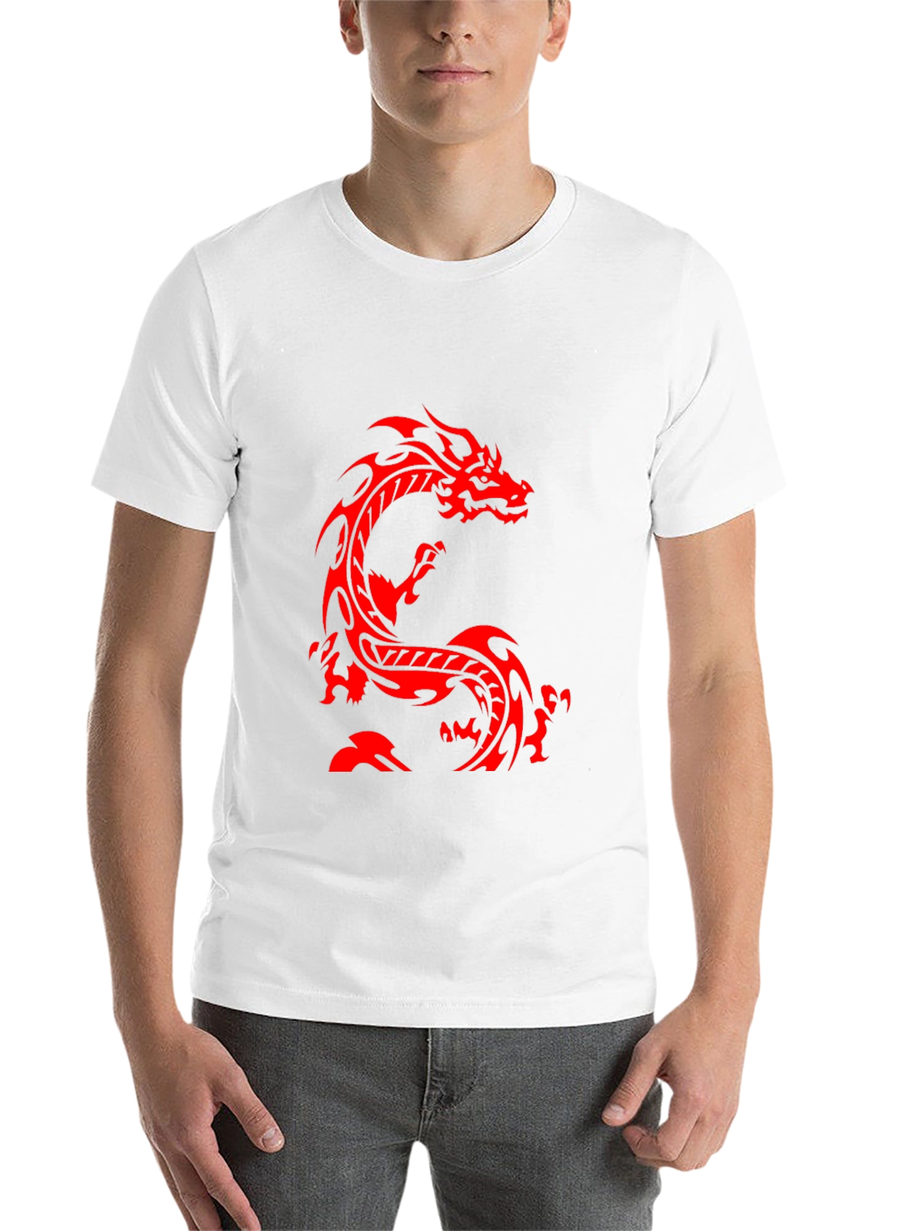 Black Red Dragon Graphic Black T-Shirt - Casual Style view 14