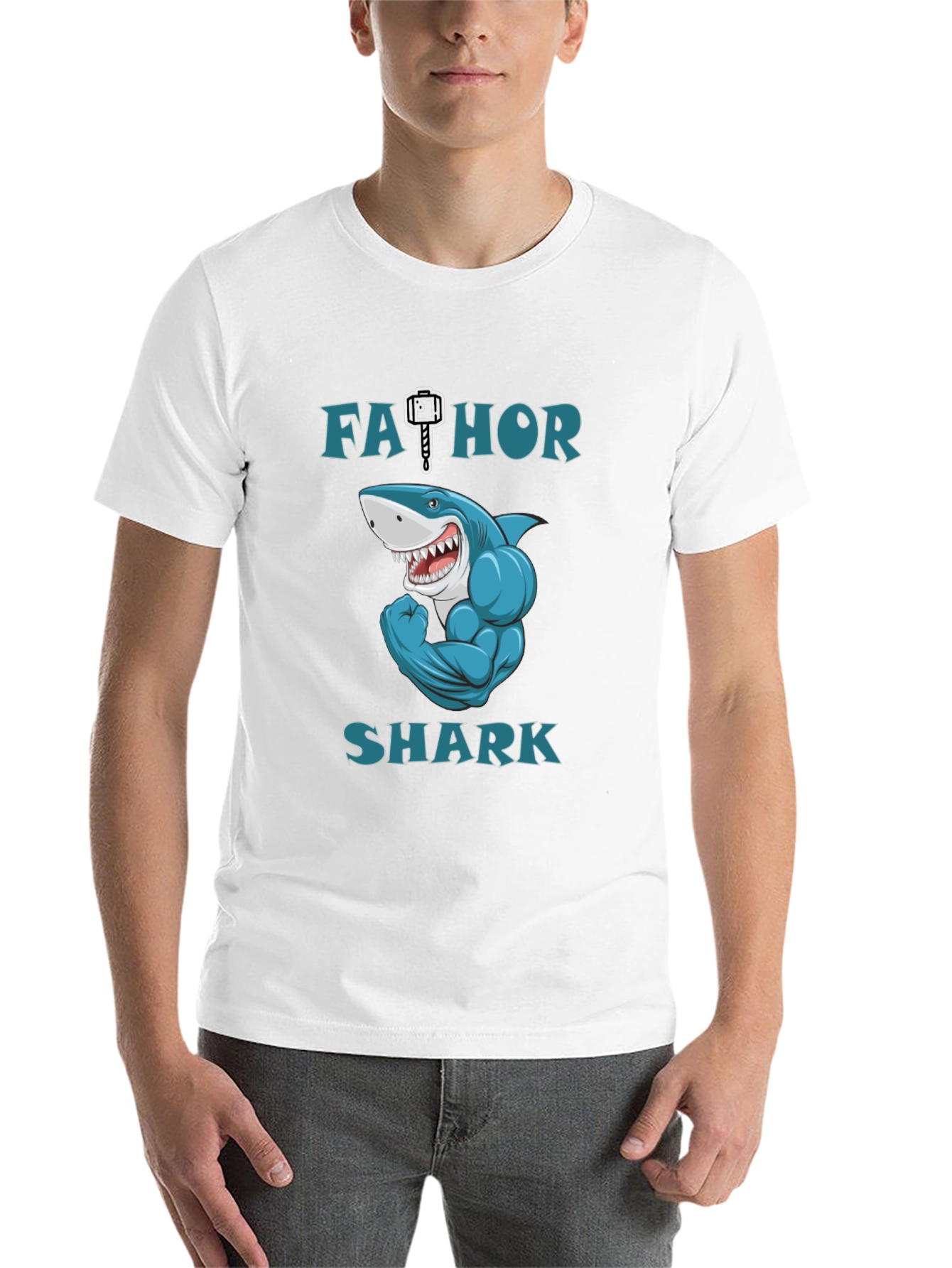 Black Fathor Shark Men's Graphic T-Shirt - Funny Father's Day Tee view 14
