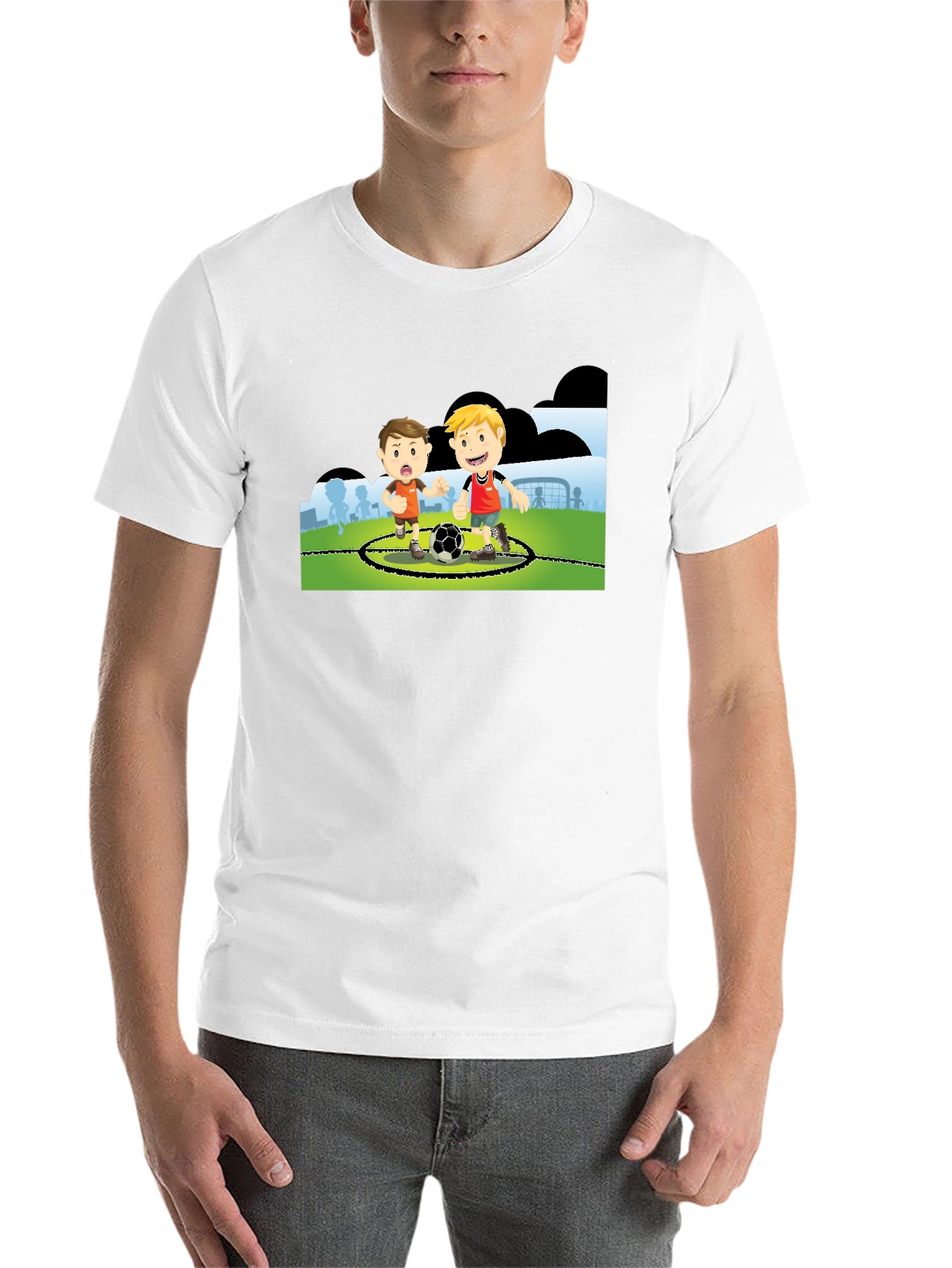 Black Boys Soccer Cartoon Black T-Shirt view 14