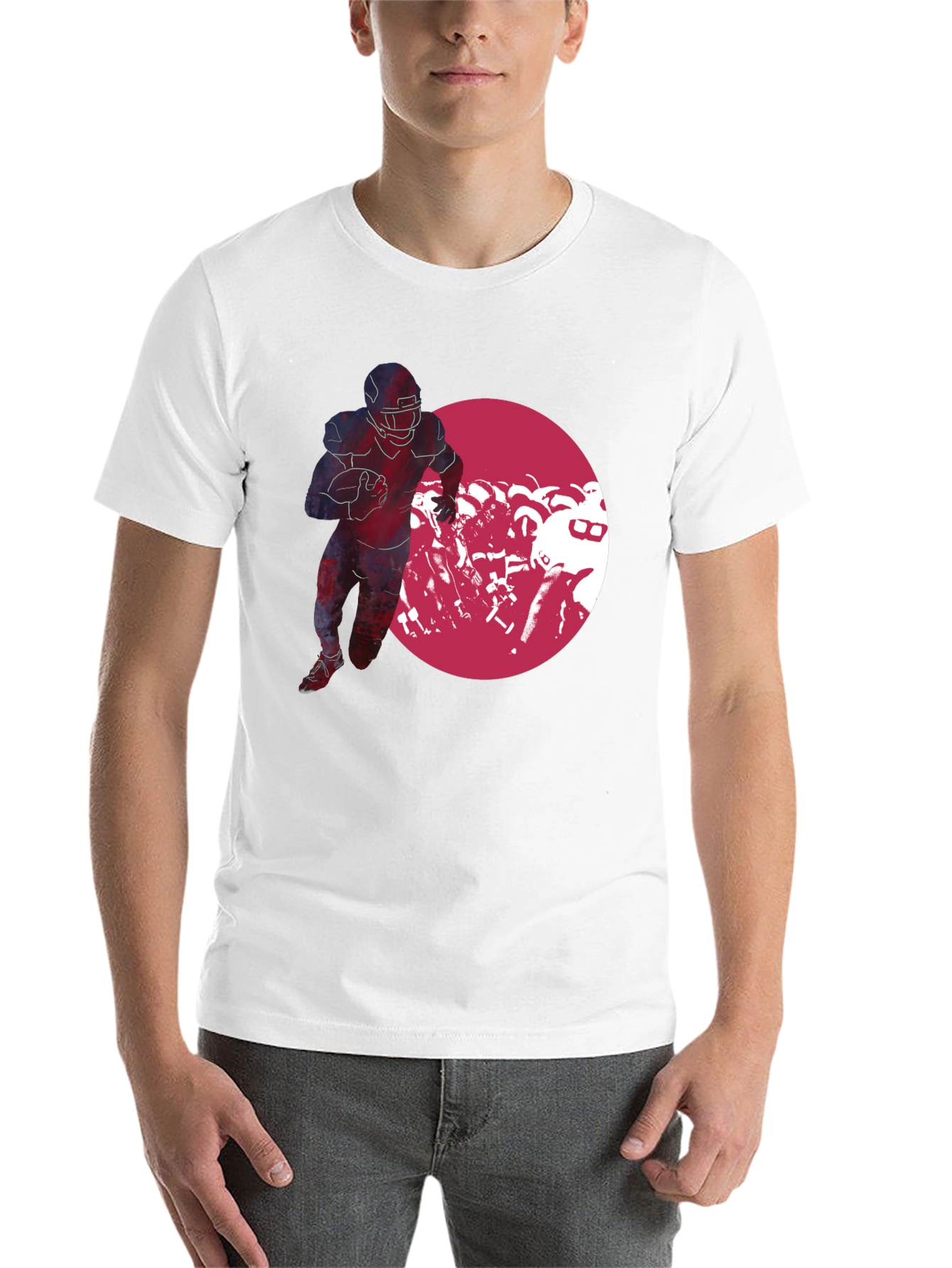 Black Football Player Graphic Black T-Shirt view 14