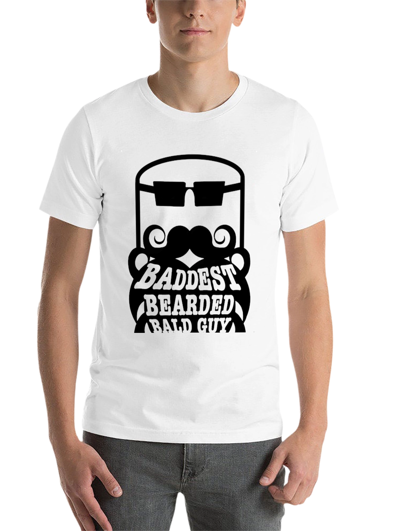 Black Baddest Bearded Bald Guy Black Graphic Tee view 14