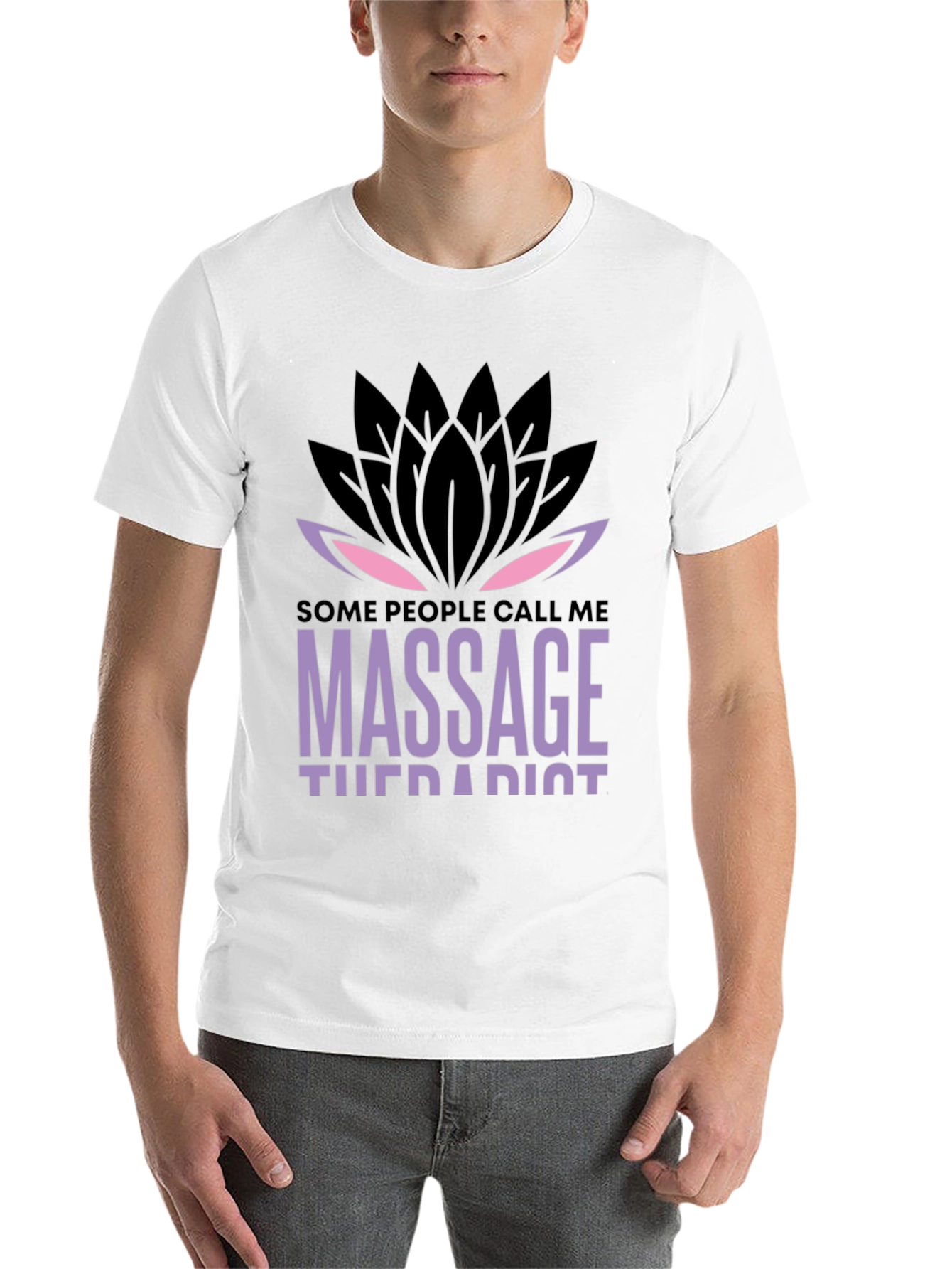 Black Massage Therapist Lotus Graphic T-Shirt - Unique Design view 14