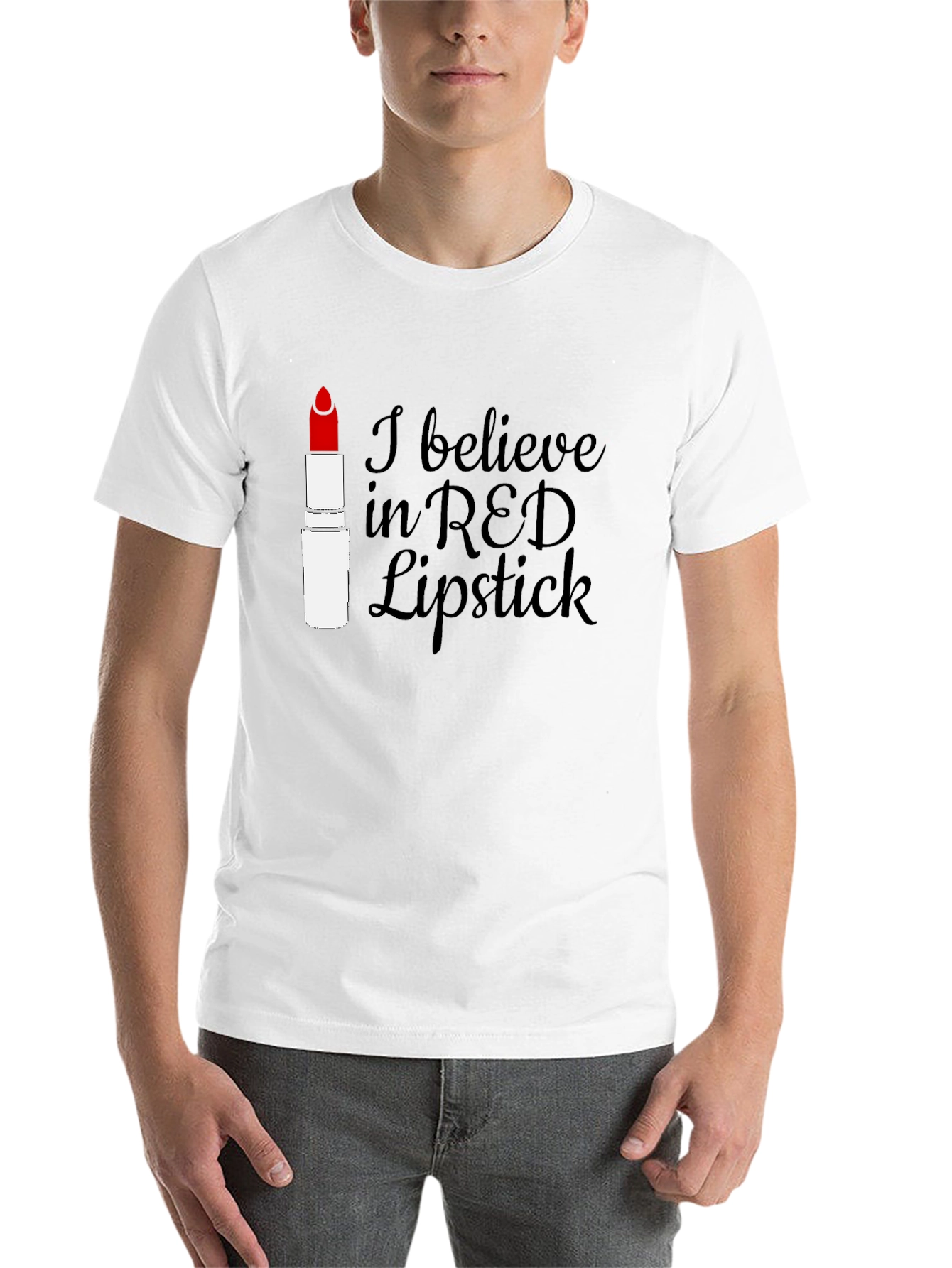Black Red Lipstick Believer Tee - Stylish Graphic T-Shirt view 14