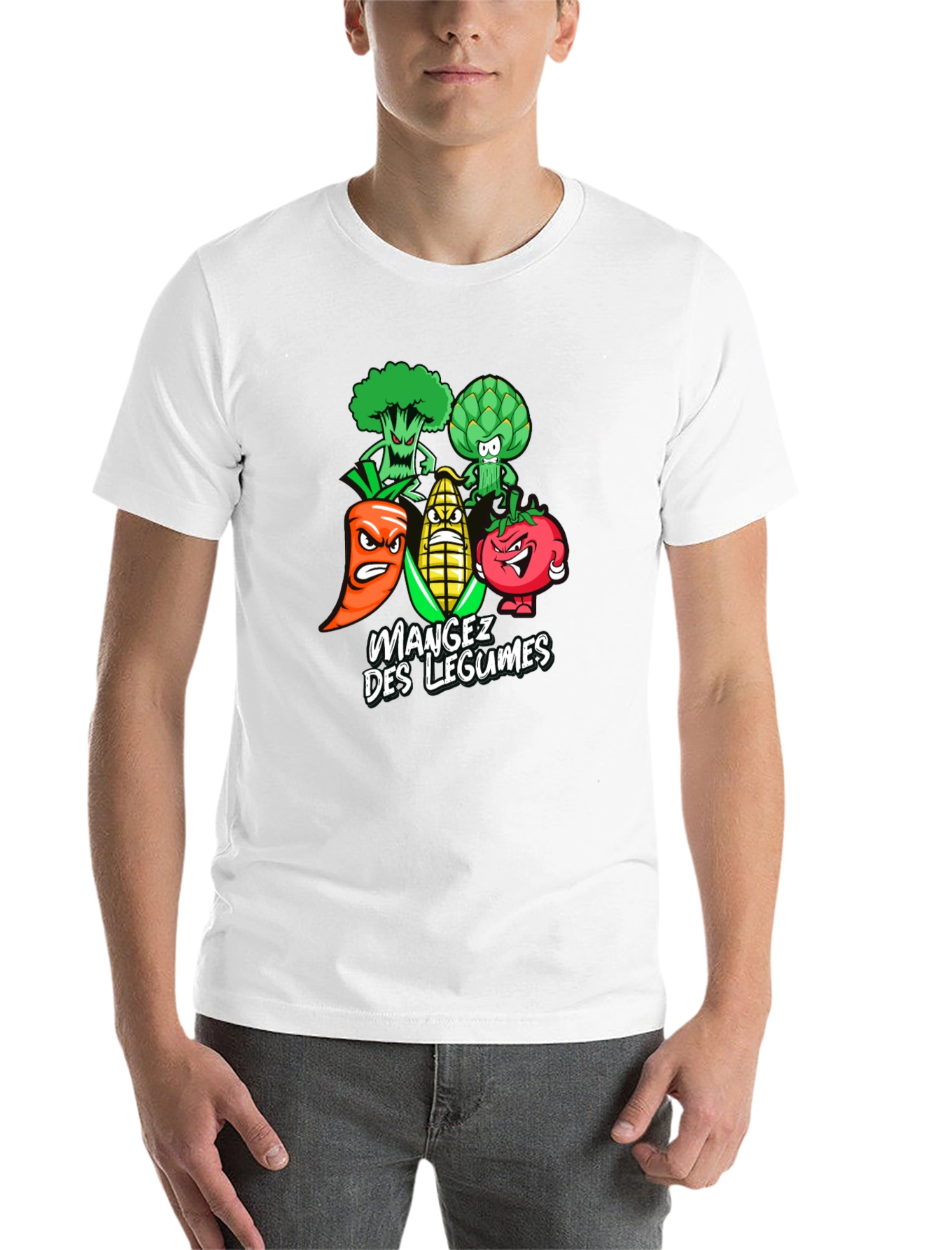 Black Eat Your Vegetables T-Shirt - Funny Cartoon Veggies Tee view 14