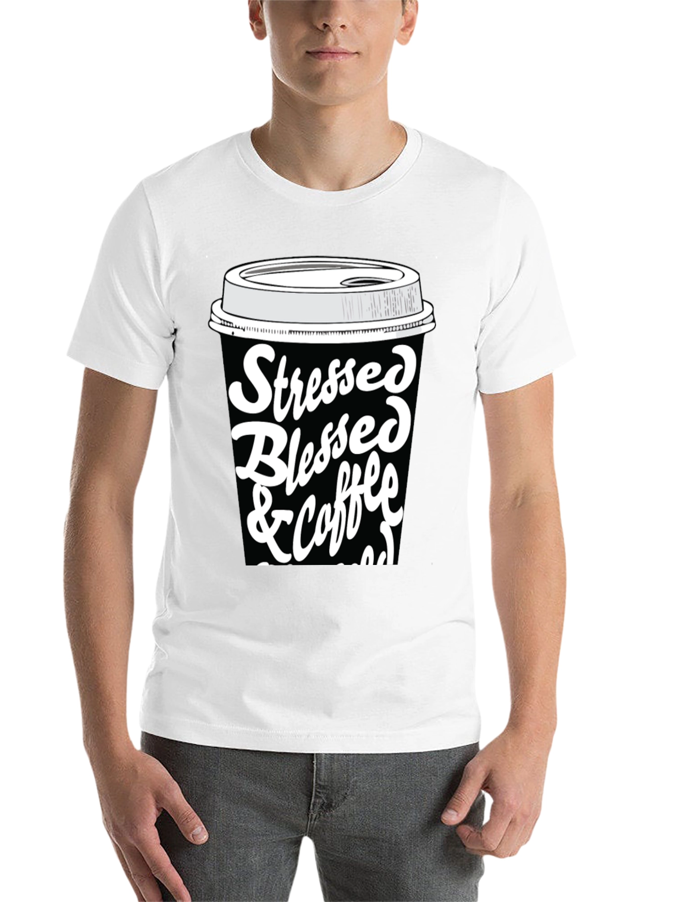 Black Stressed Blessed & Coffee Obsessed T-Shirt view 14