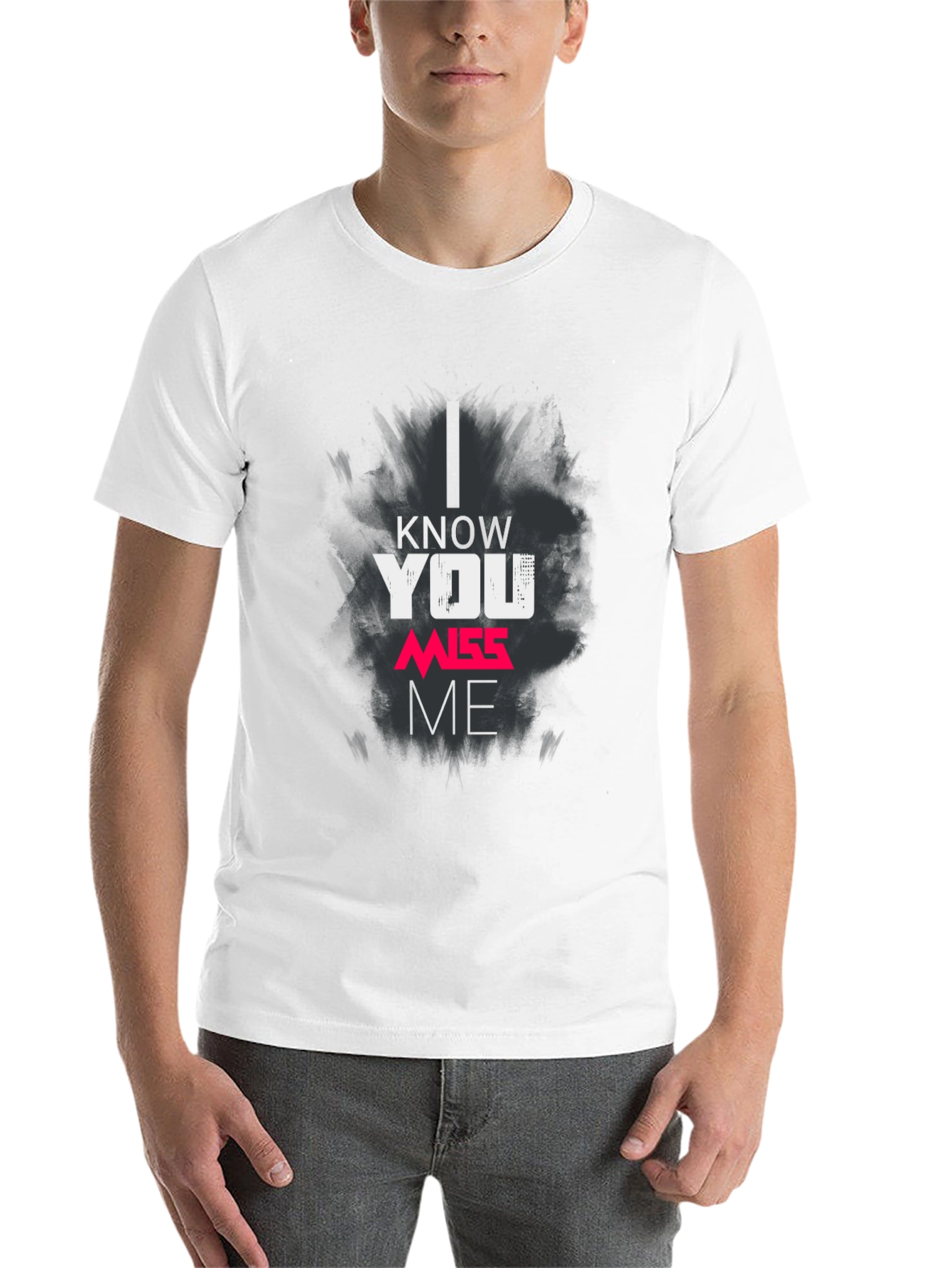 Black I Know You Miss Me Graphic Print Black T-Shirt view 14