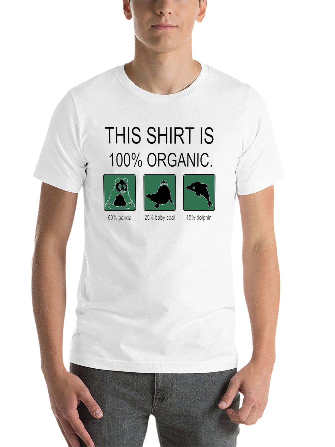 Black 100% Organic Funny Animal T-Shirt view 14