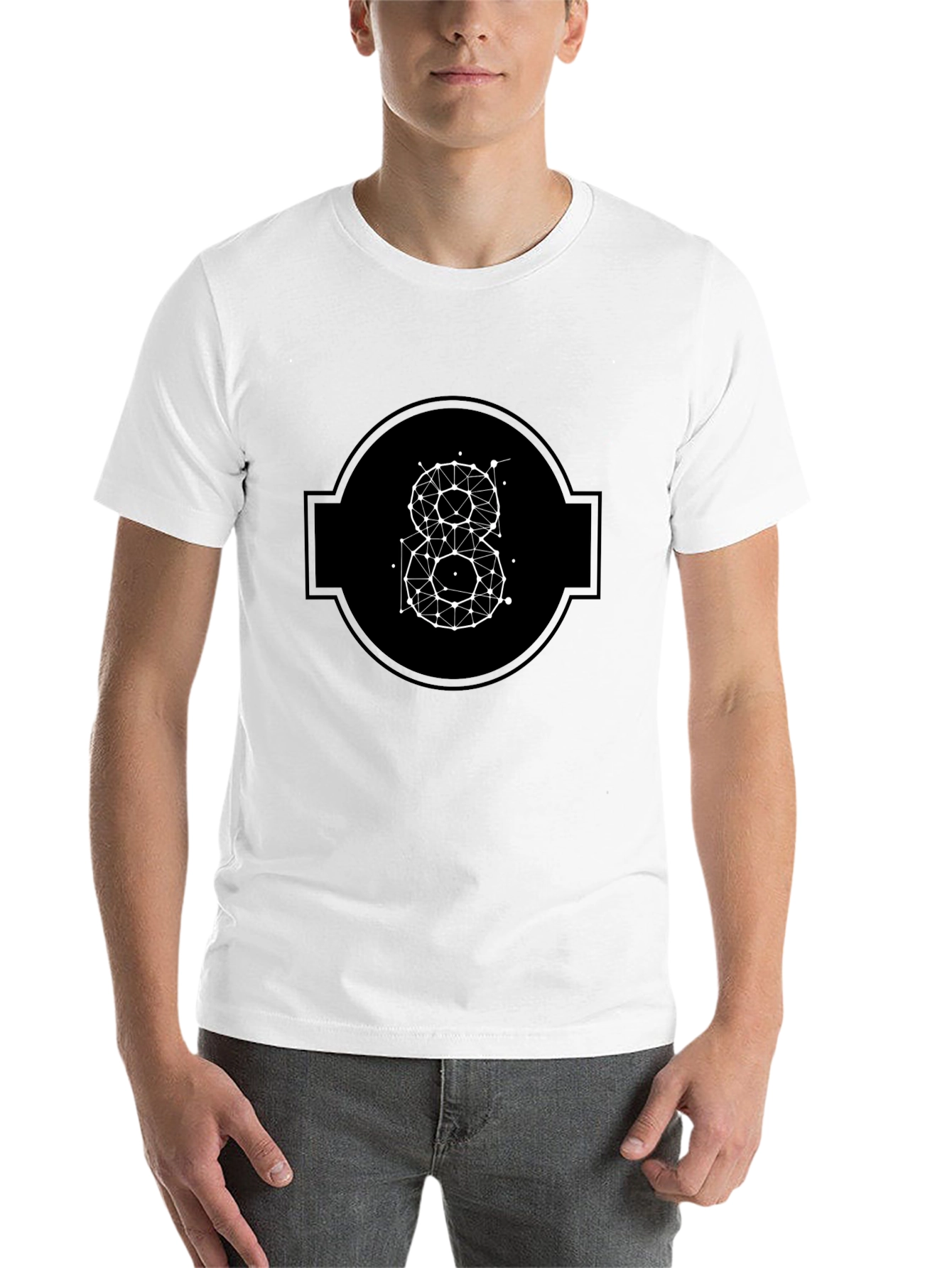 Black Geometric 8 Design T-Shirt view 14