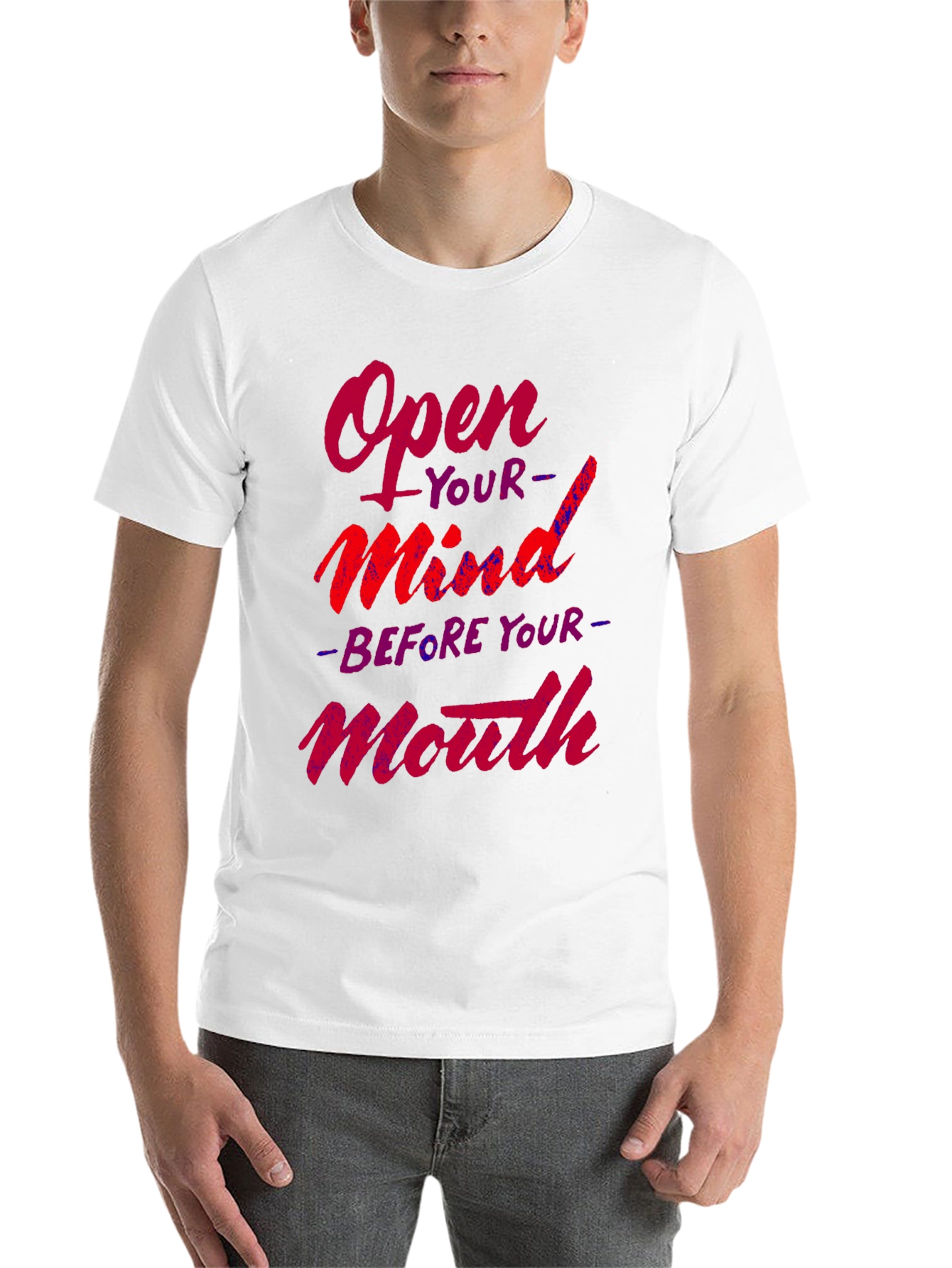 Black Open Mind Graphic Tee - Inspiring Slogan T-Shirt view 14