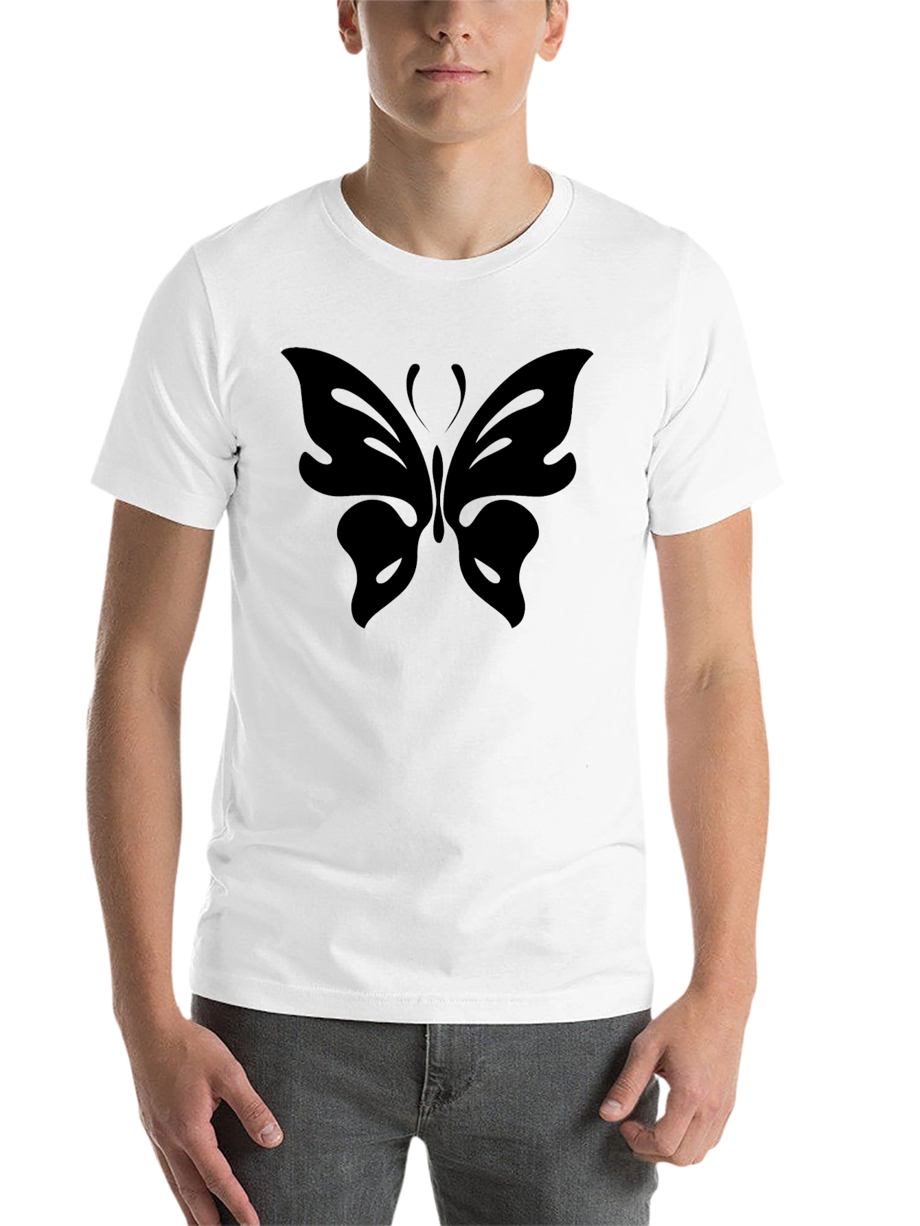 Black Butterfly Graphic Tee - Sleek Black Cotton T-Shirt view 14