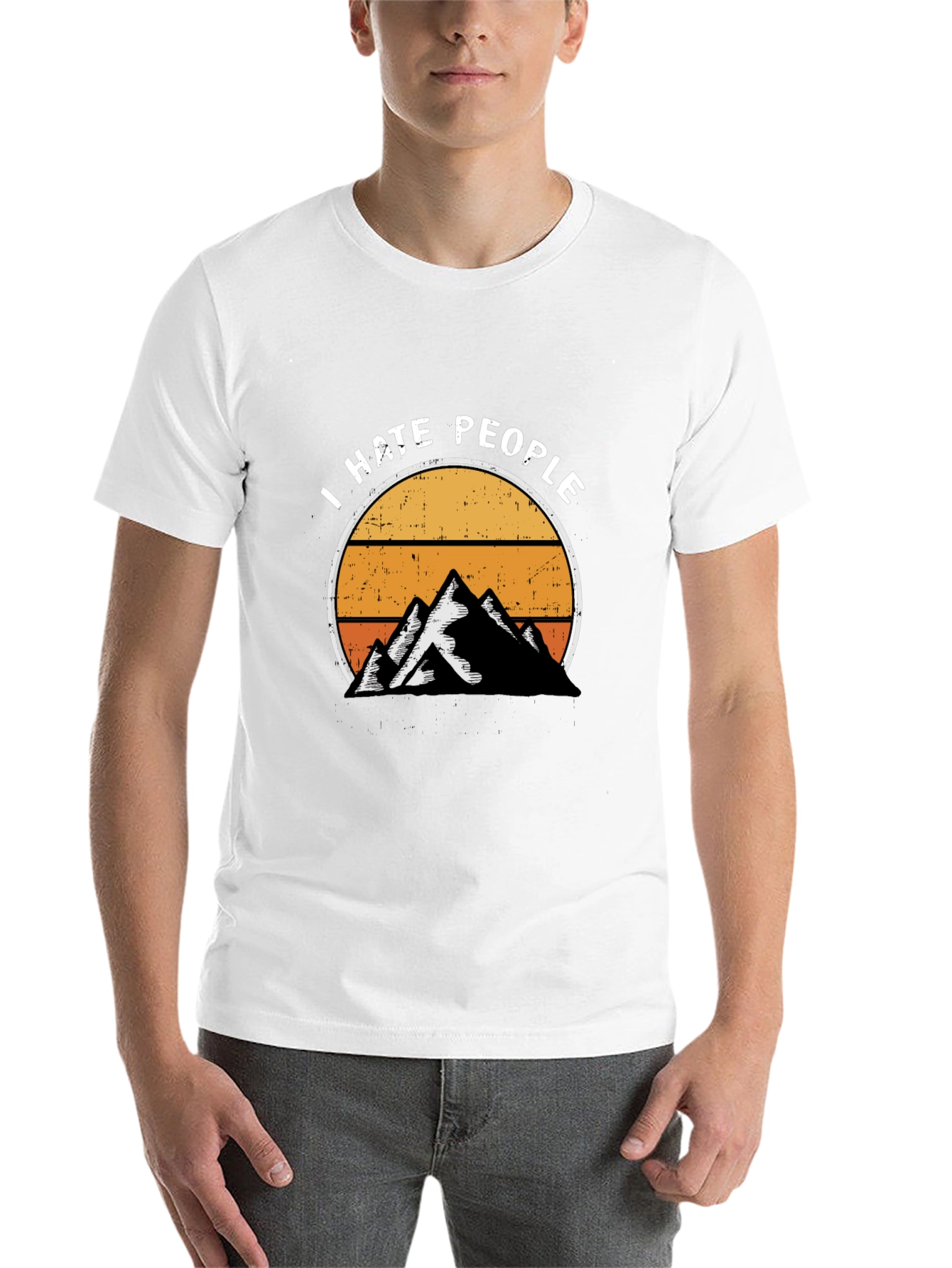 Black I Hate People Mountain Sunset Graphic Tee view 14