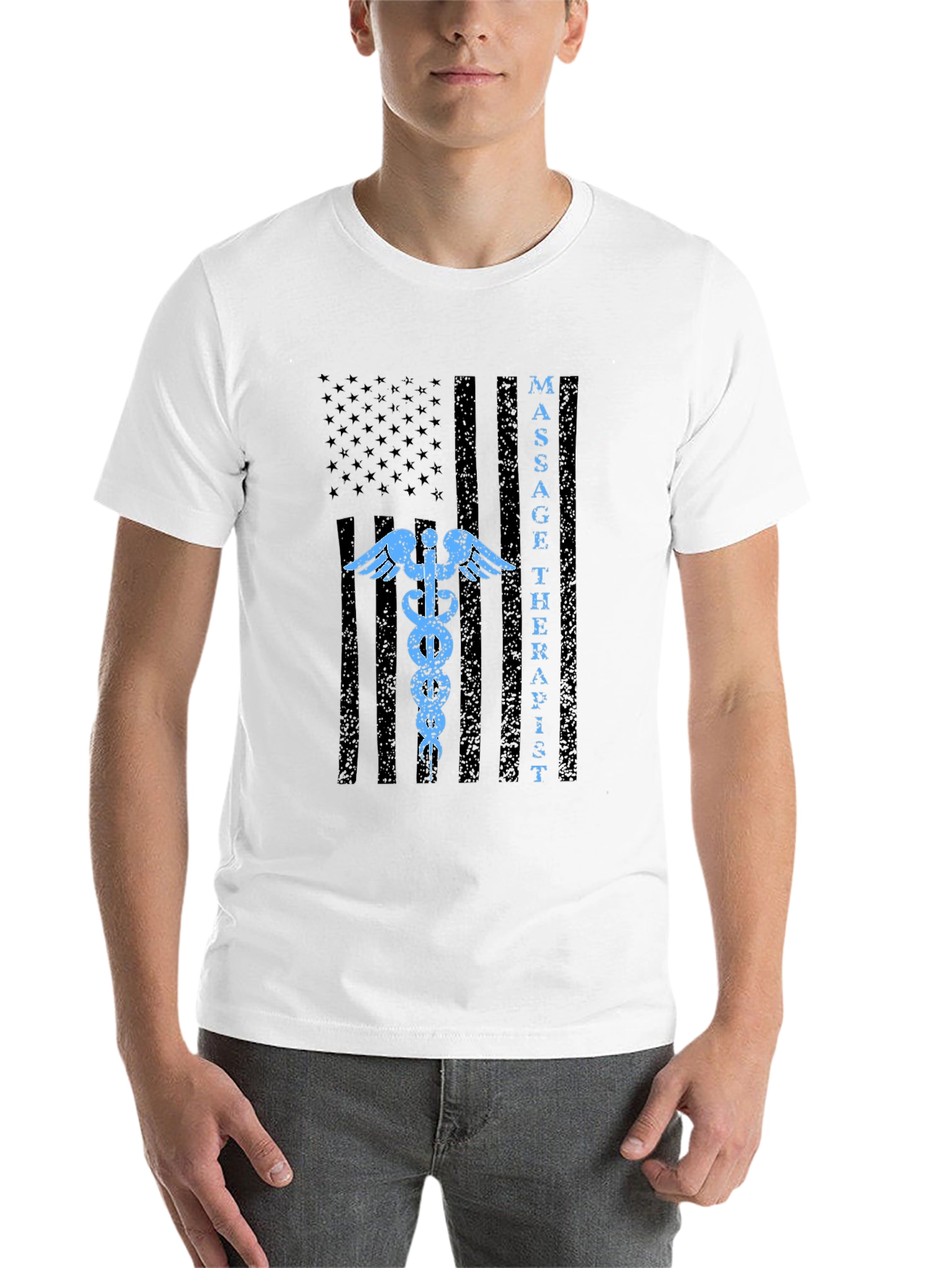 Black Massage Therapist American Flag T-Shirt view 14