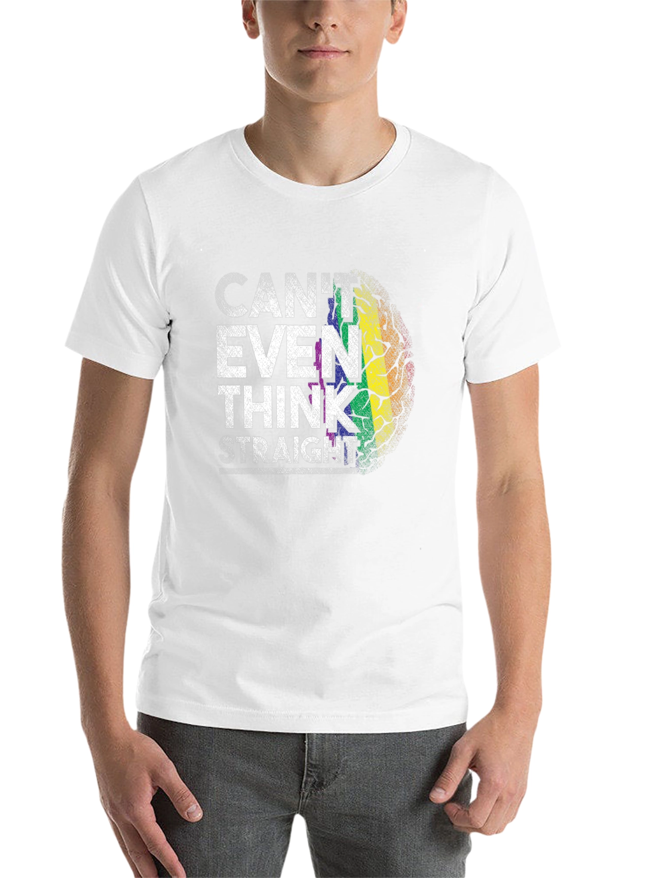 Black Can't Even Think Straight Rainbow Brain T-Shirt view 14