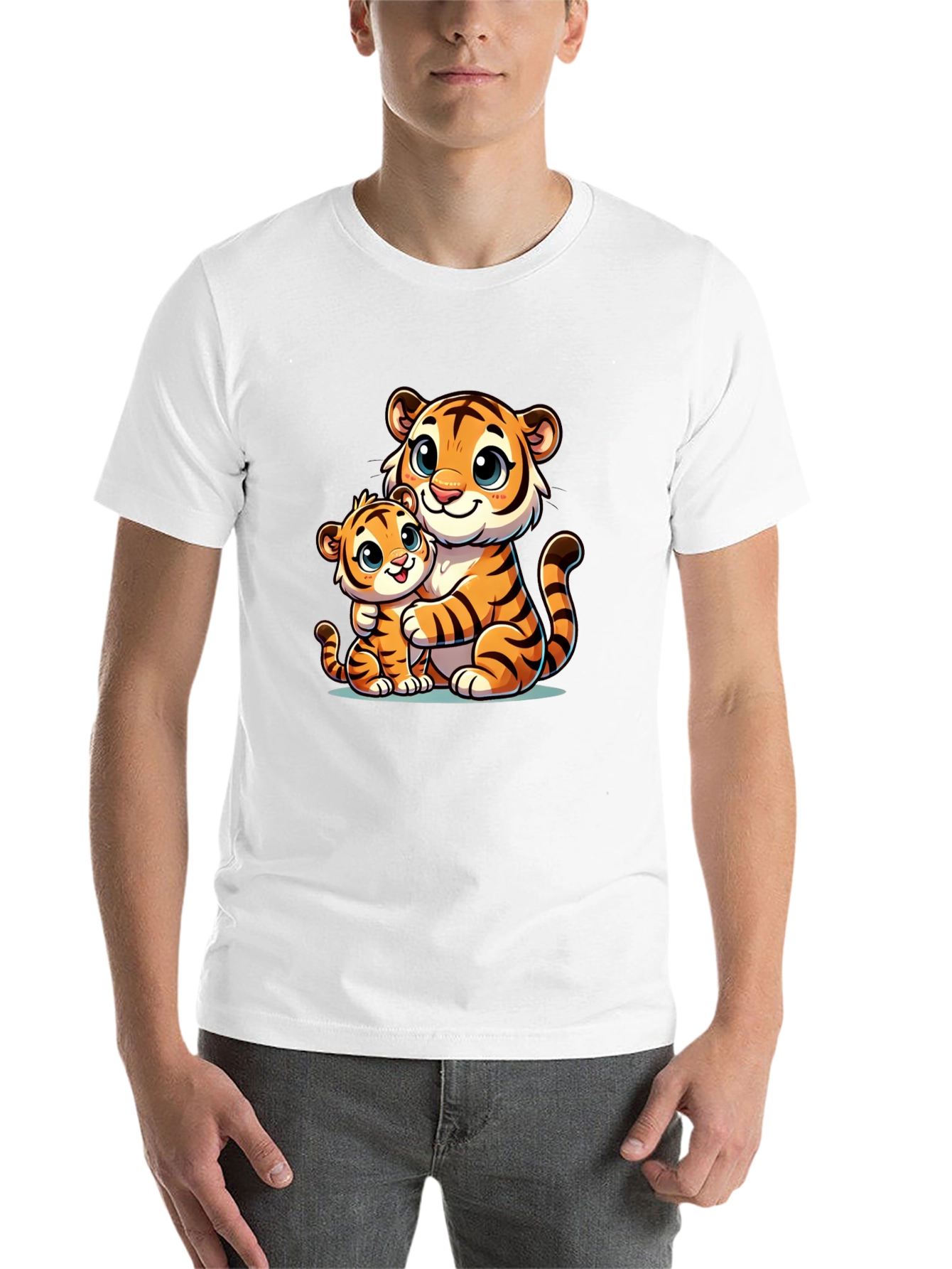 Black Cute Tiger Family Black T-Shirt view 14