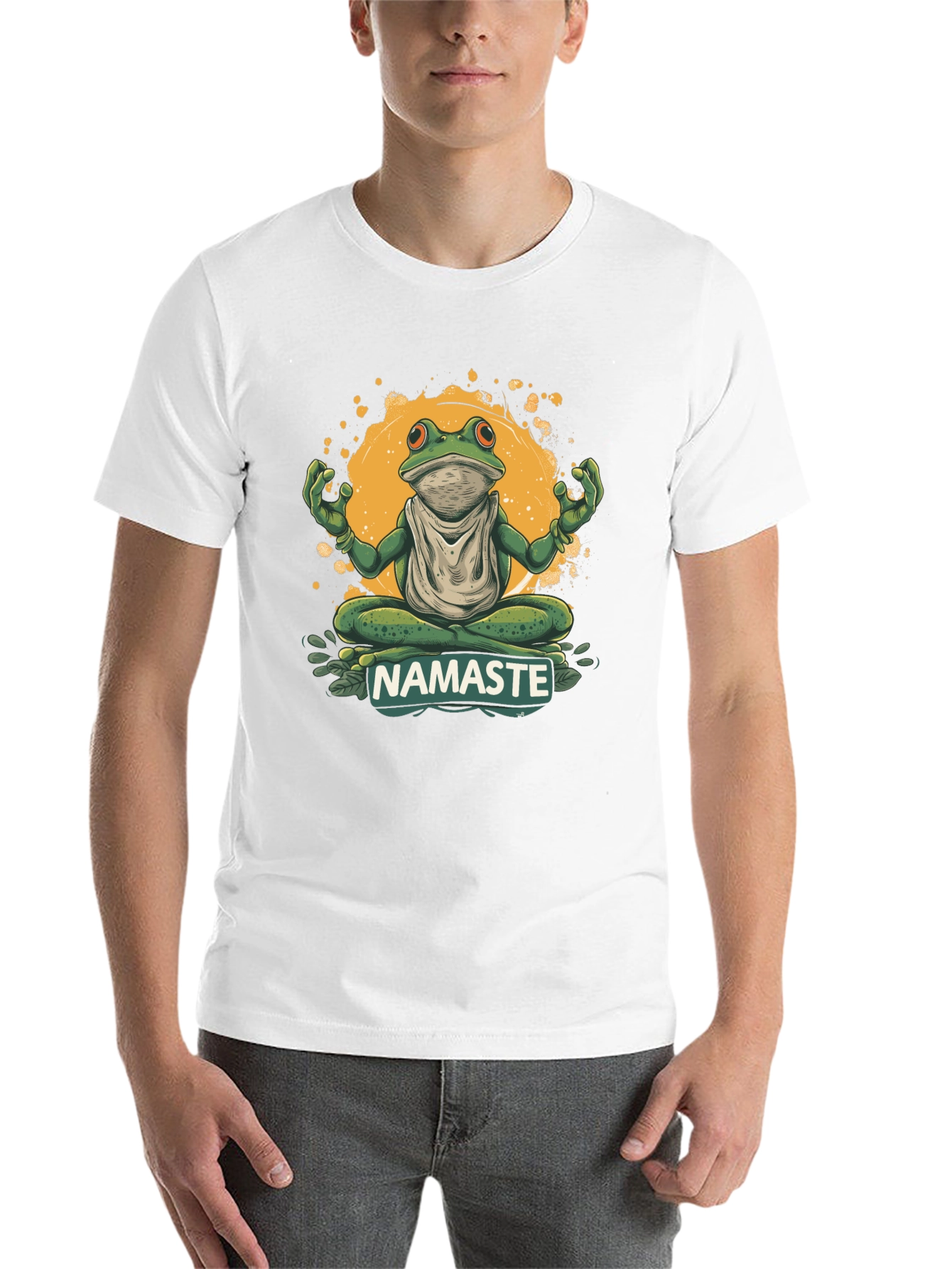 Black Namaste Frog Graphic Tee - Zen Meditation Humor view 14