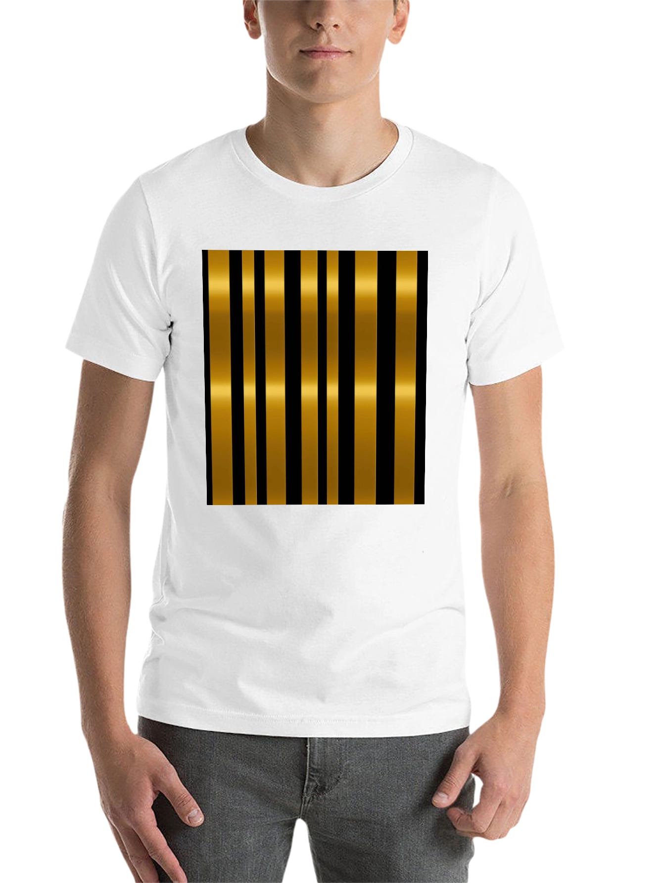Black Striped Gold & Black Stylish T-Shirt view 14