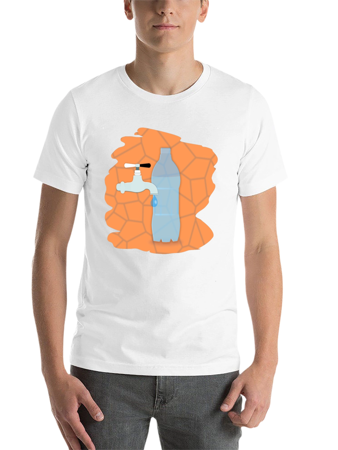 Black Water Tap & Bottle Graphic Tee - Unique Design view 14