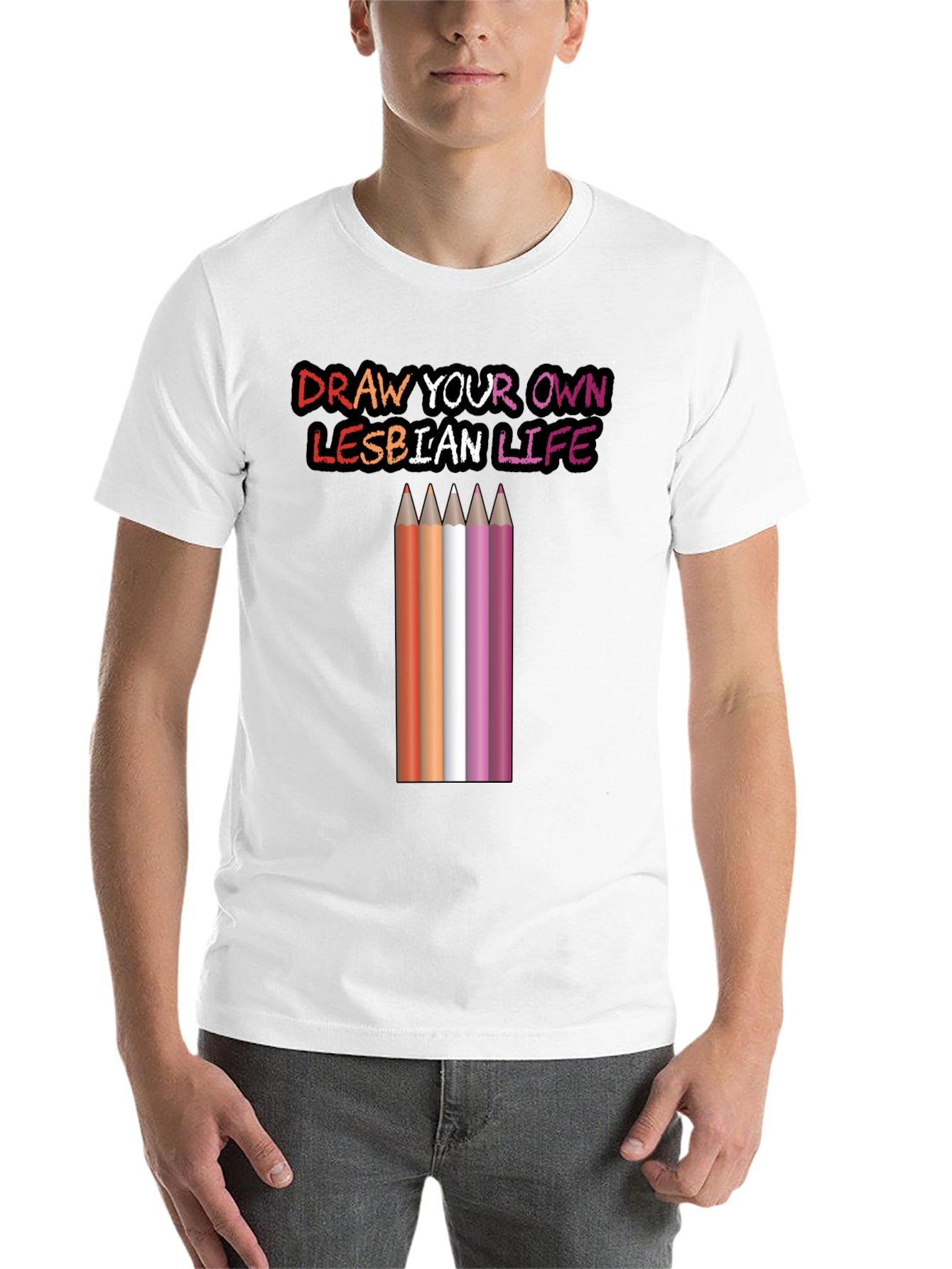 Black Draw Your Own Lesbian Life T-Shirt view 14