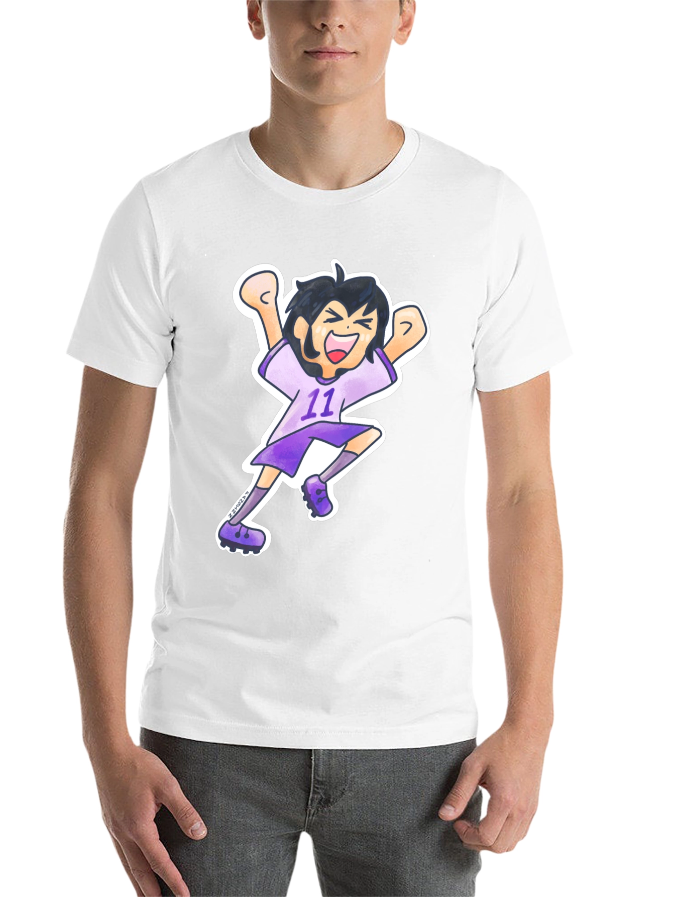 Black Cartoon Soccer Player Graphic Tee view 14
