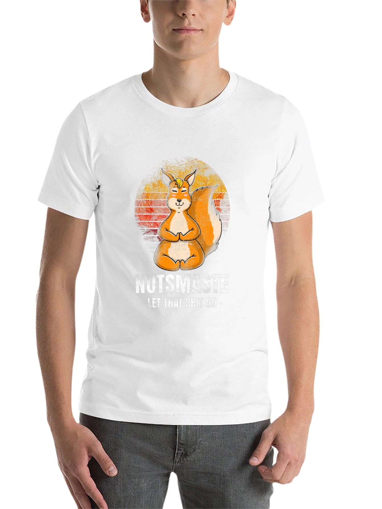 Black Nutsmaste Squirrel T-Shirt - Let That Shit Go - Yoga Squirrel view 14