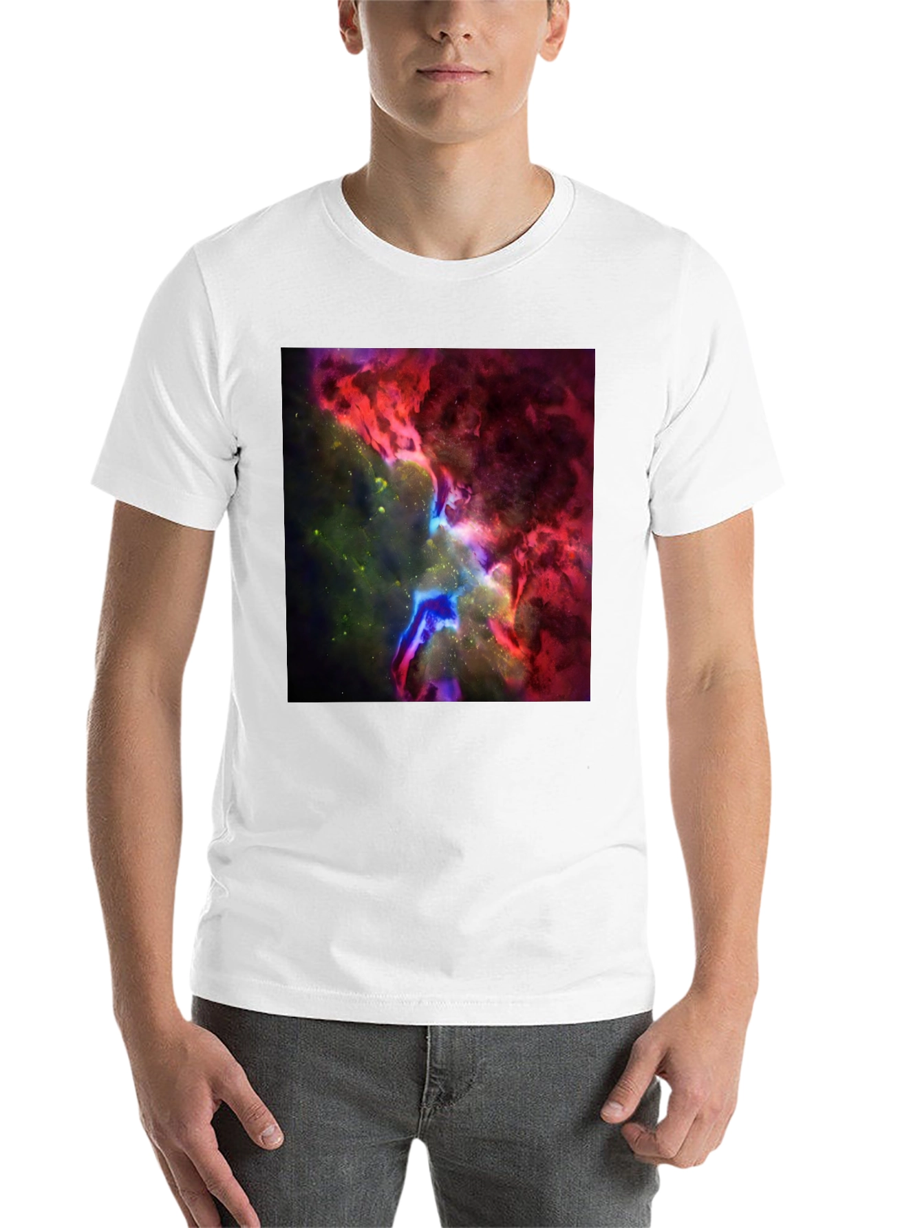 Black Nebula Print Black T-Shirt - Galaxy Design view 14