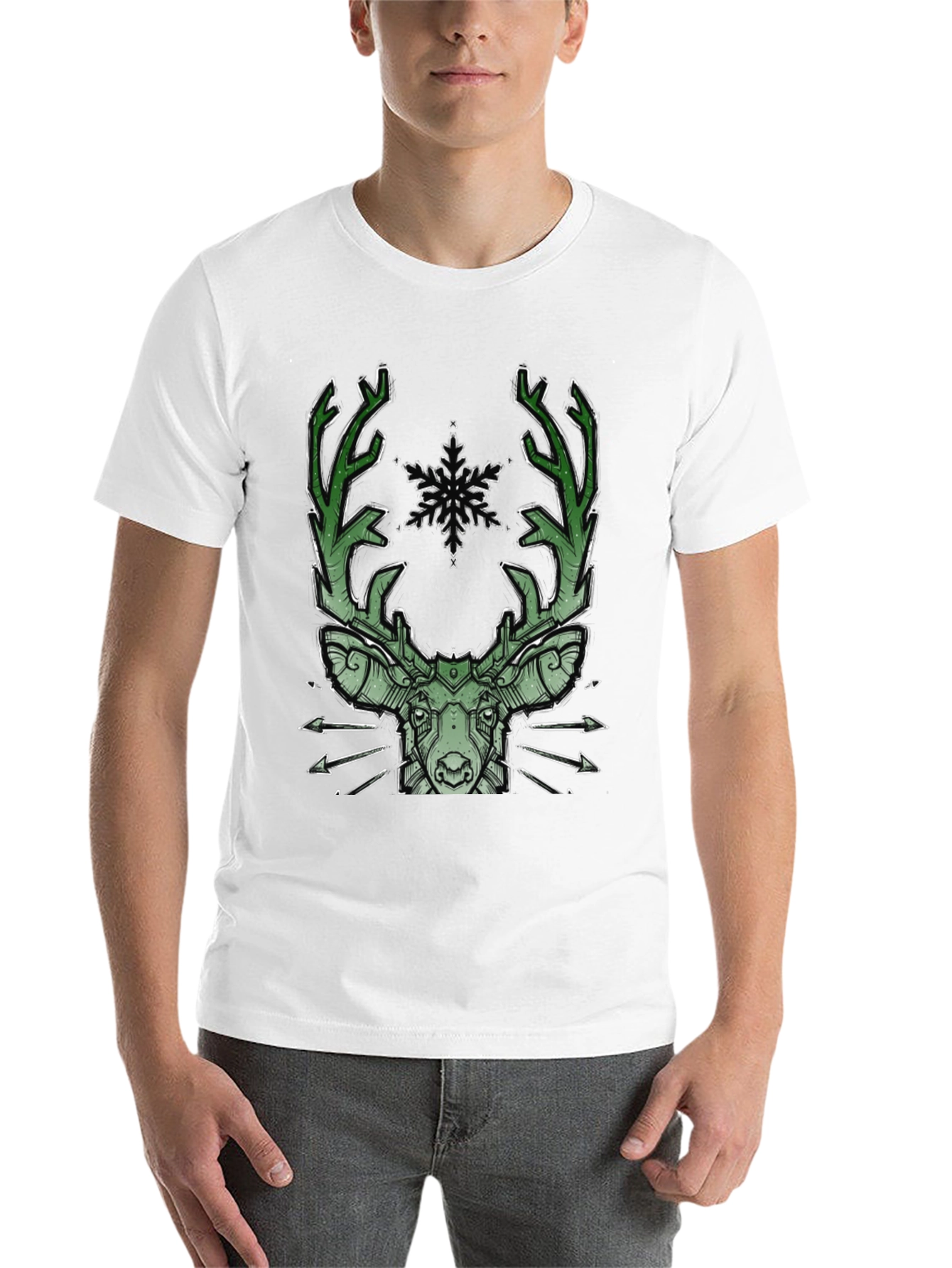 Black Geometric Deer Graphic Tee view 14