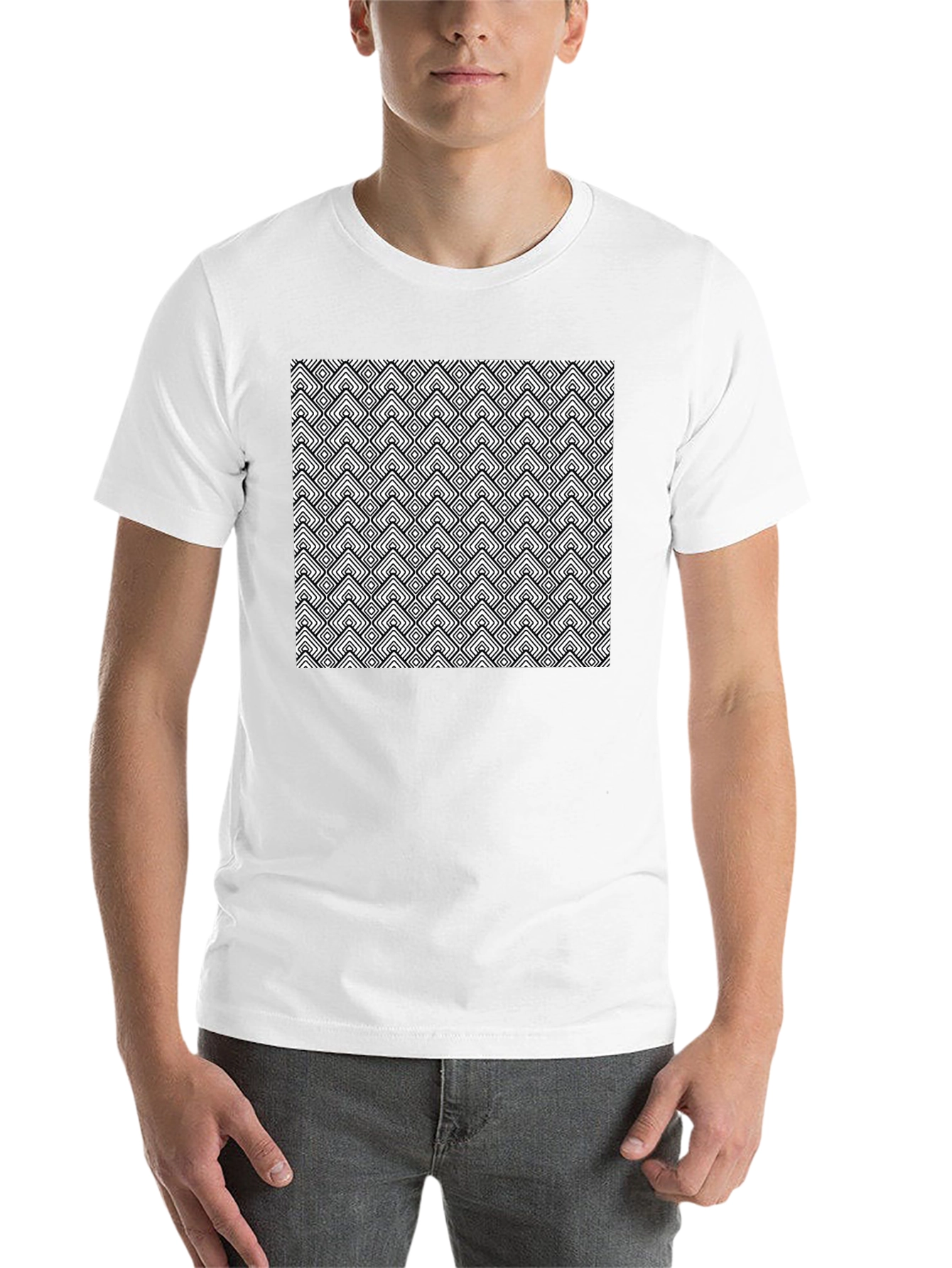 Black Geometric Pattern Tee - Black view 14