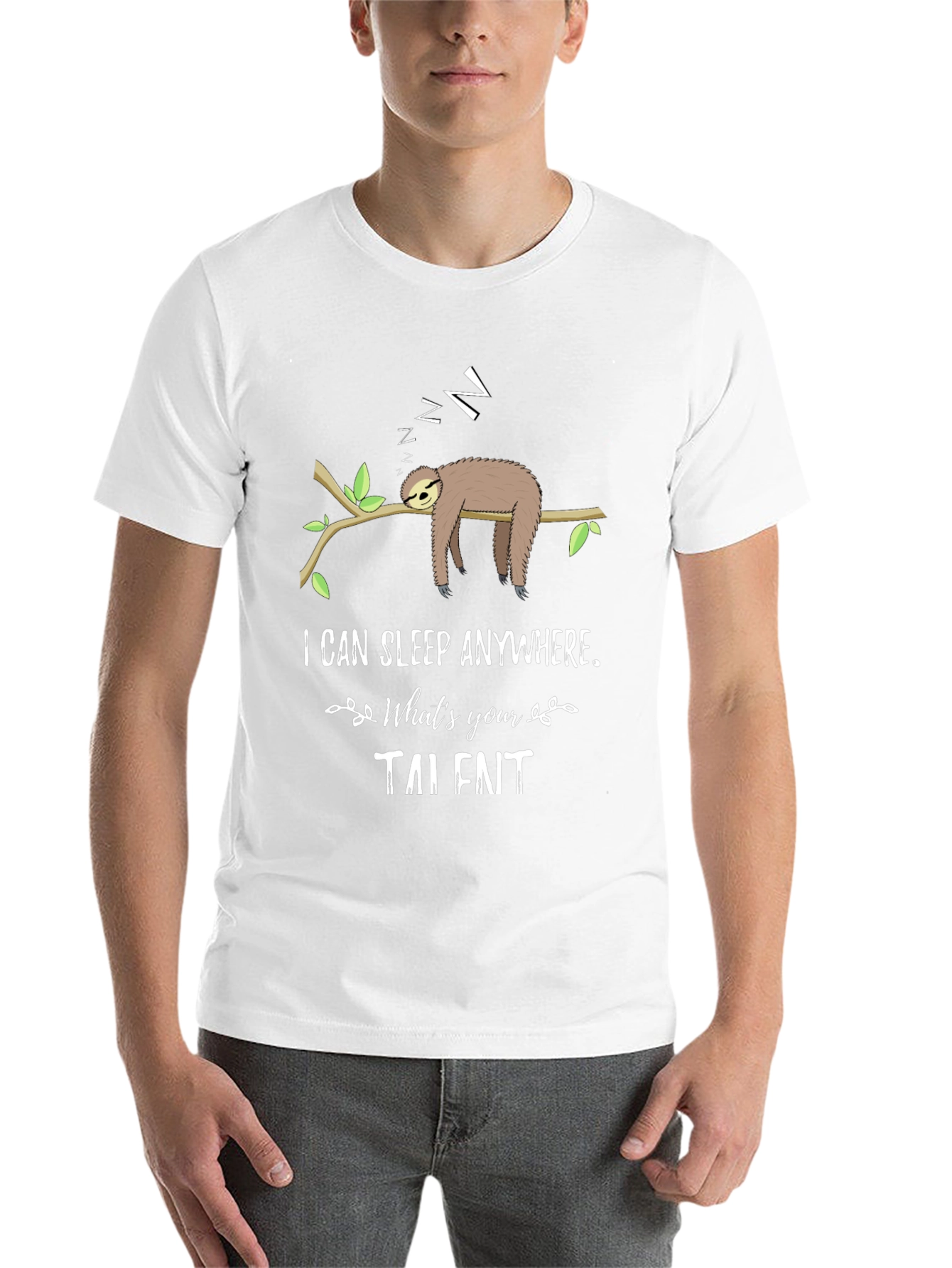 Black Funny Sloth Sleeping T-Shirt - I Can Sleep Anywhere view 14