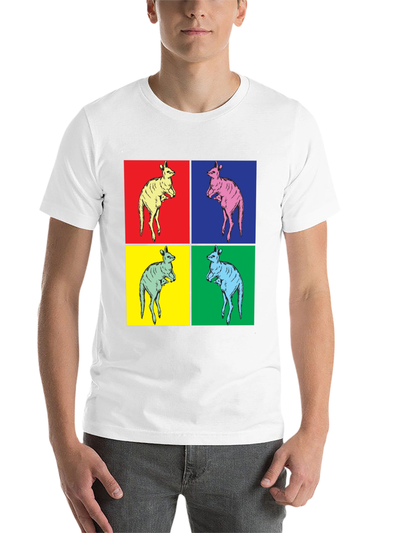 Black Kangaroo Pop Art Black T-Shirt view 14