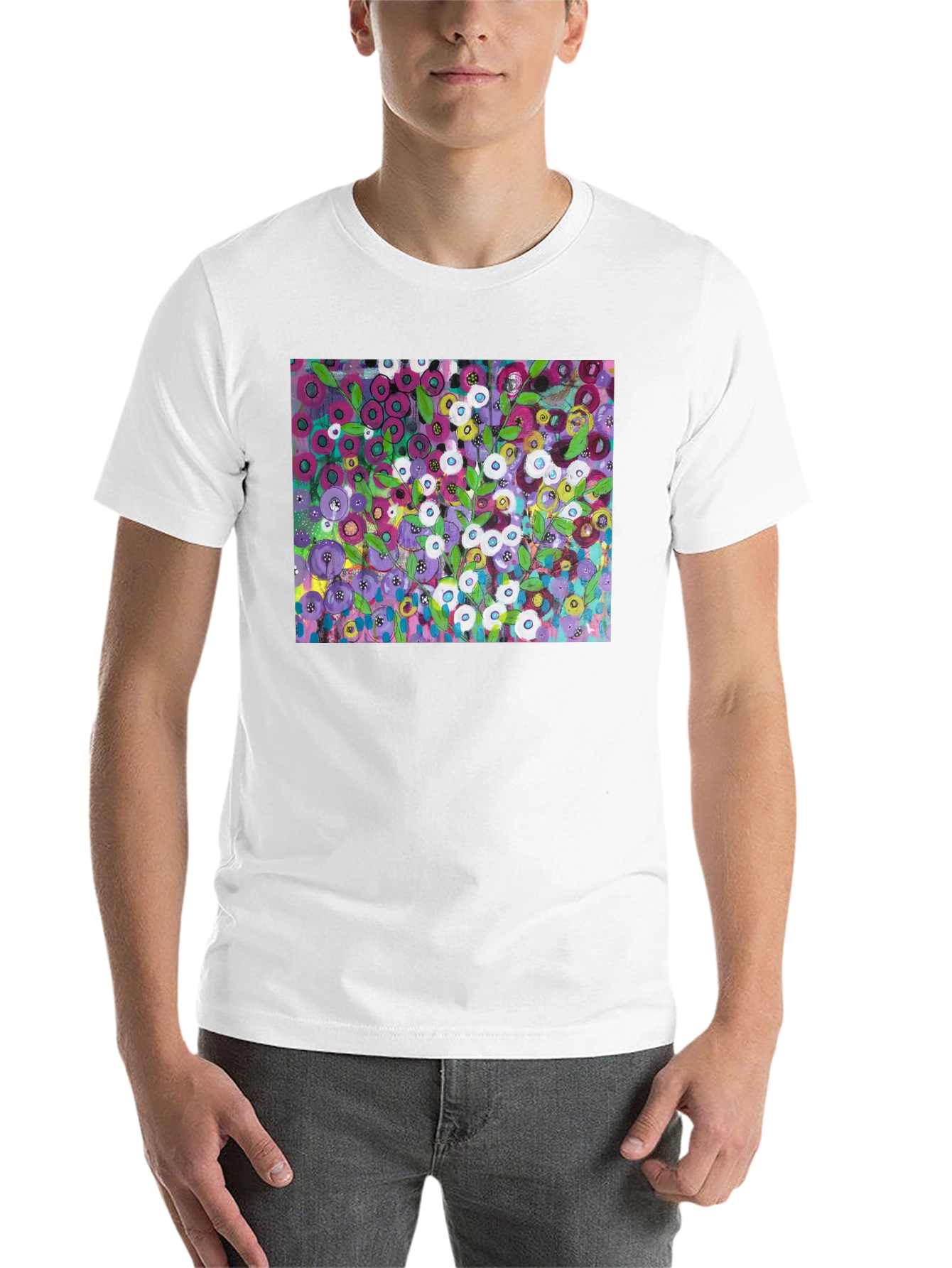 Black Floral Burst Graphic Tee - Modern Art Shirt view 14