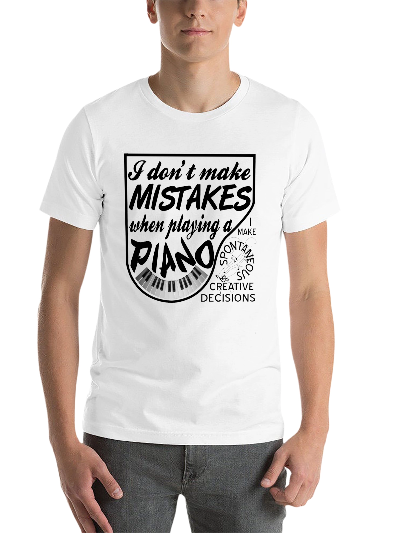 Black Piano Player T-Shirt - I Don't Make Mistakes Funny Musician Tee view 14