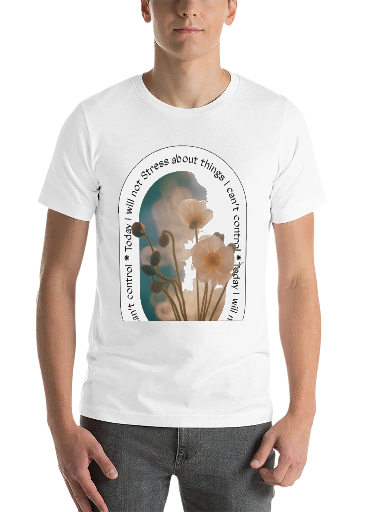 Black Floral Serenity T-Shirt: Stress-Free Living view 14