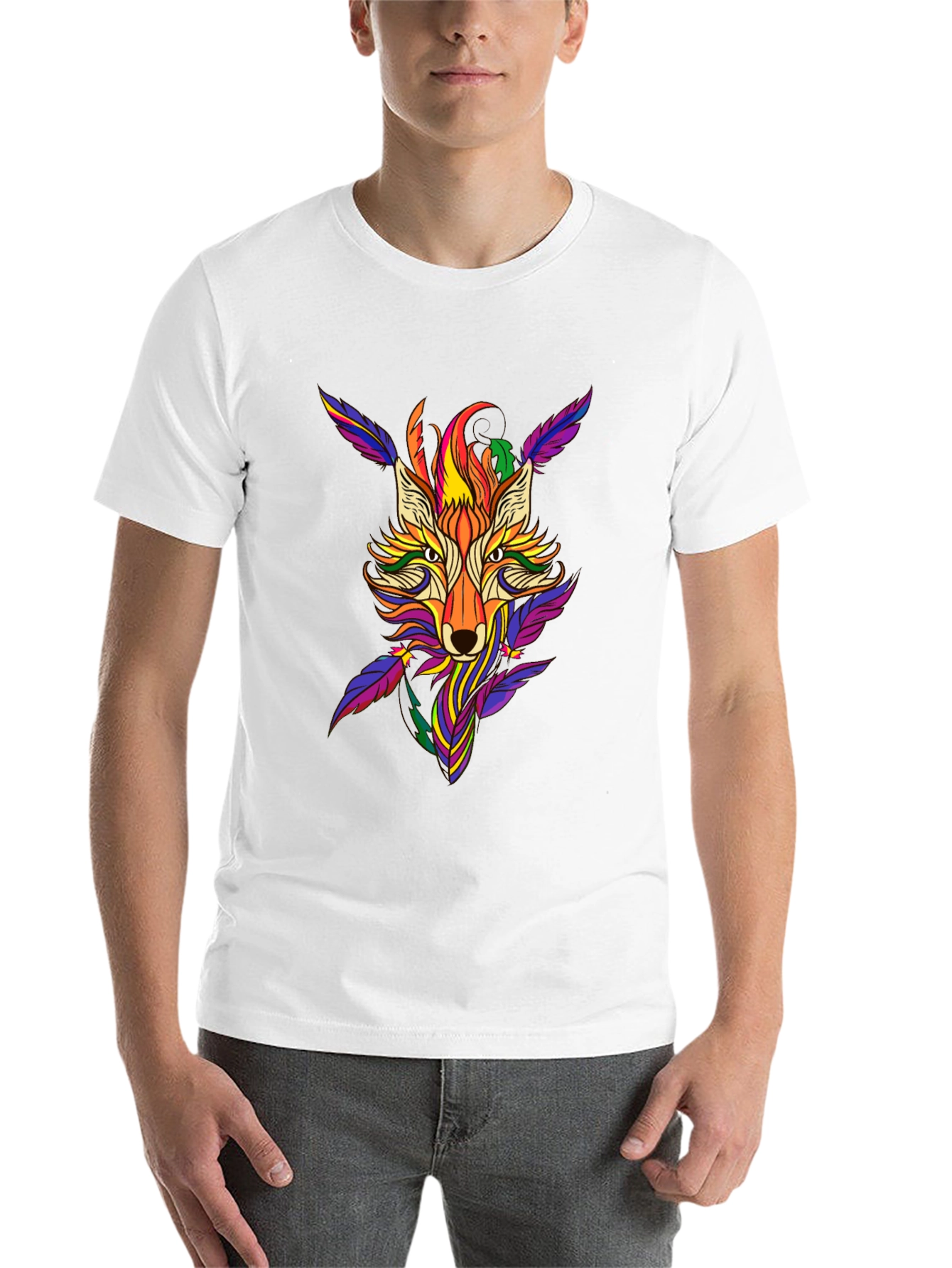 Black Colorful Fox Graphic Print T-Shirt view 14