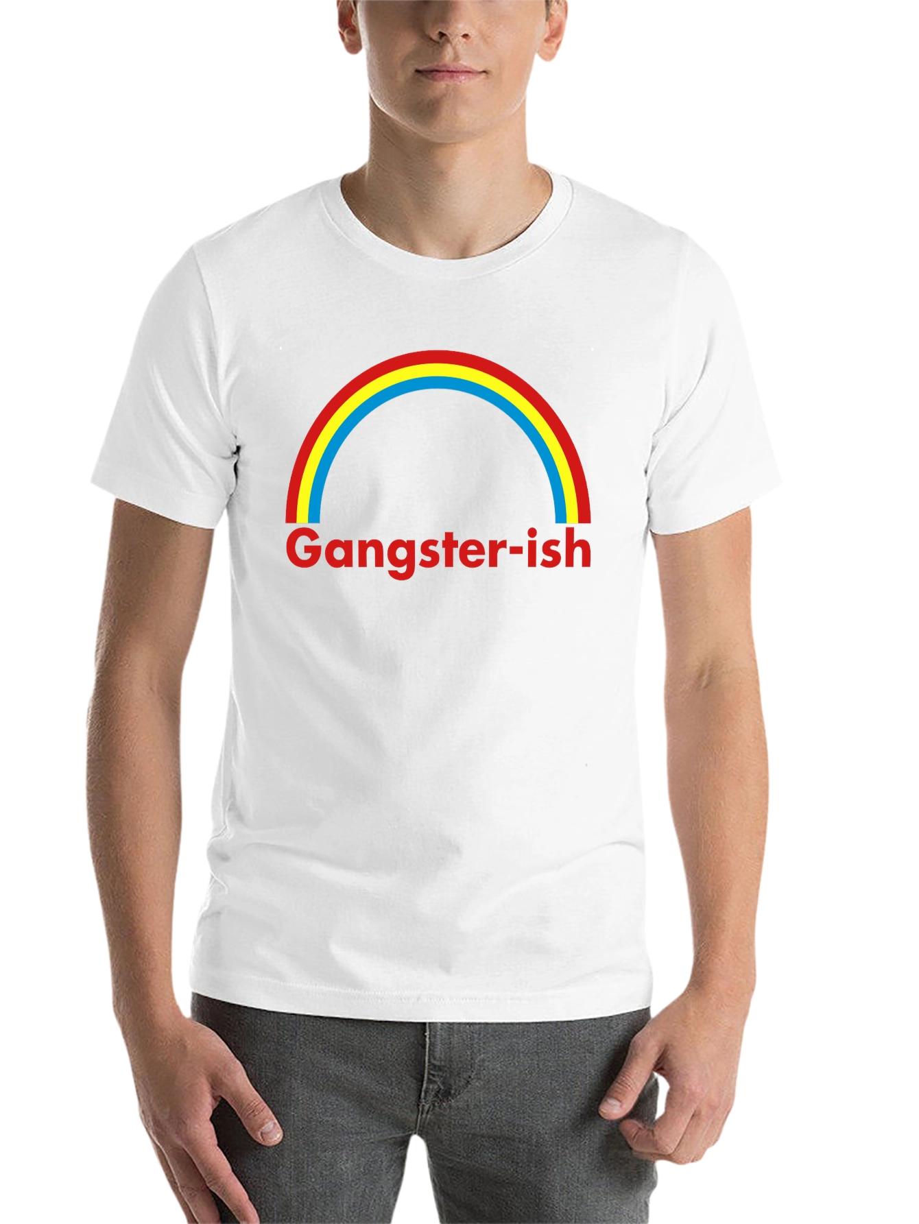 Black Gangster-ish Rainbow Graphic Tee - Trendy Style view 14