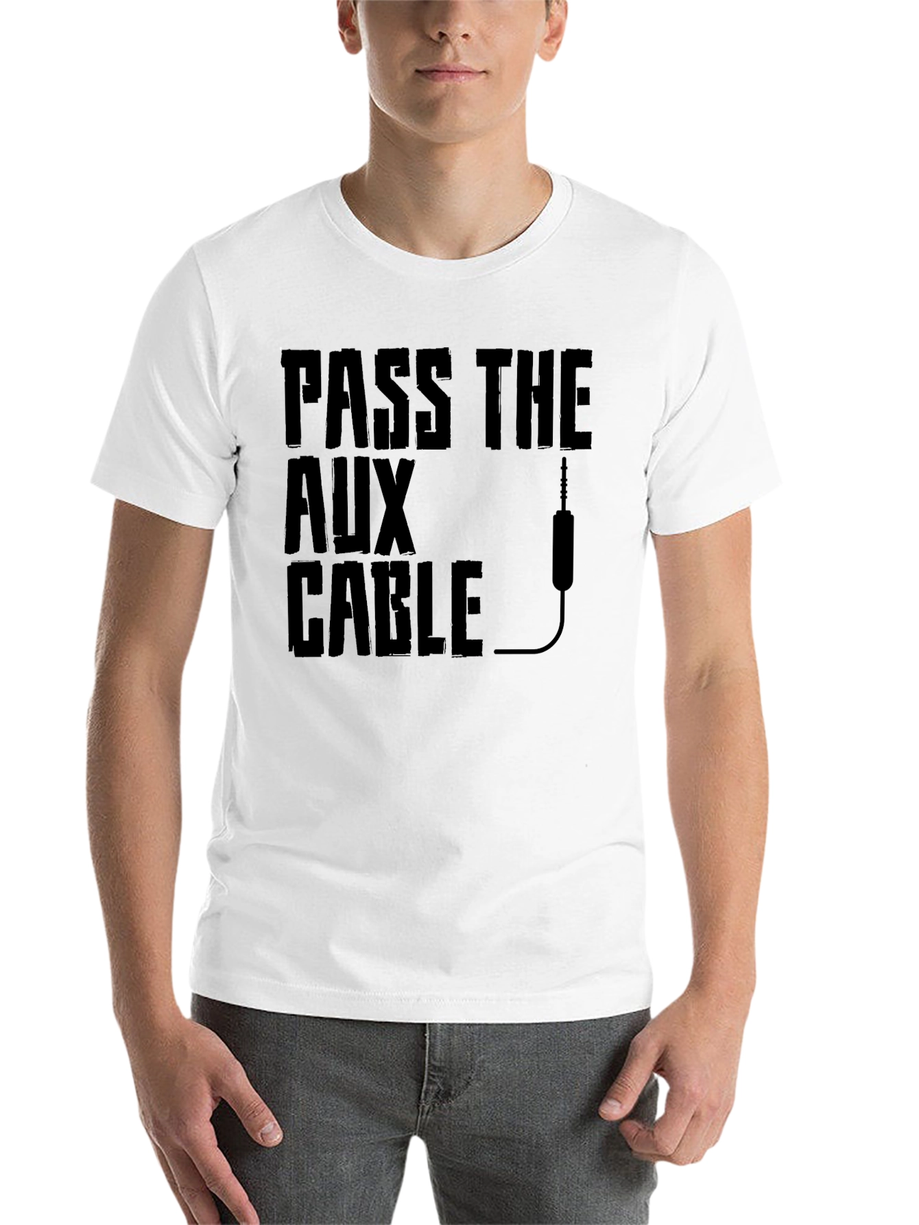 Black Pass the Aux Cable Graphic T-Shirt - Black view 14