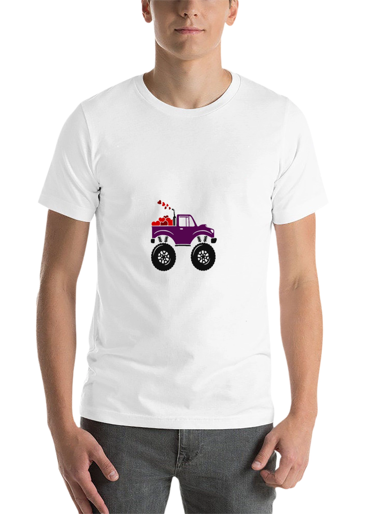 Black Purple Monster Truck with Hearts Graphic Tee view 14
