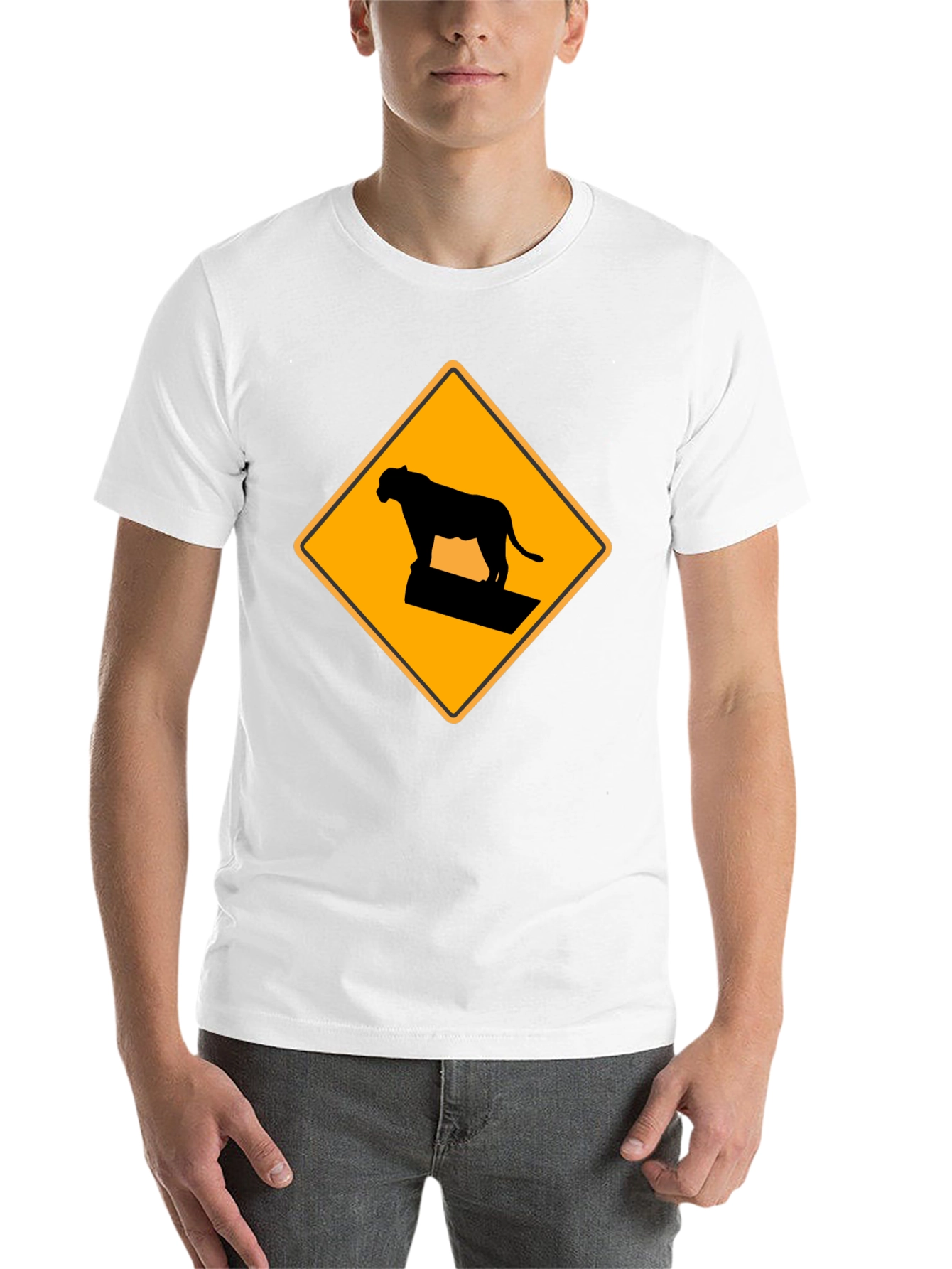 Black Caution Cougar Crossing T-Shirt - Black view 14