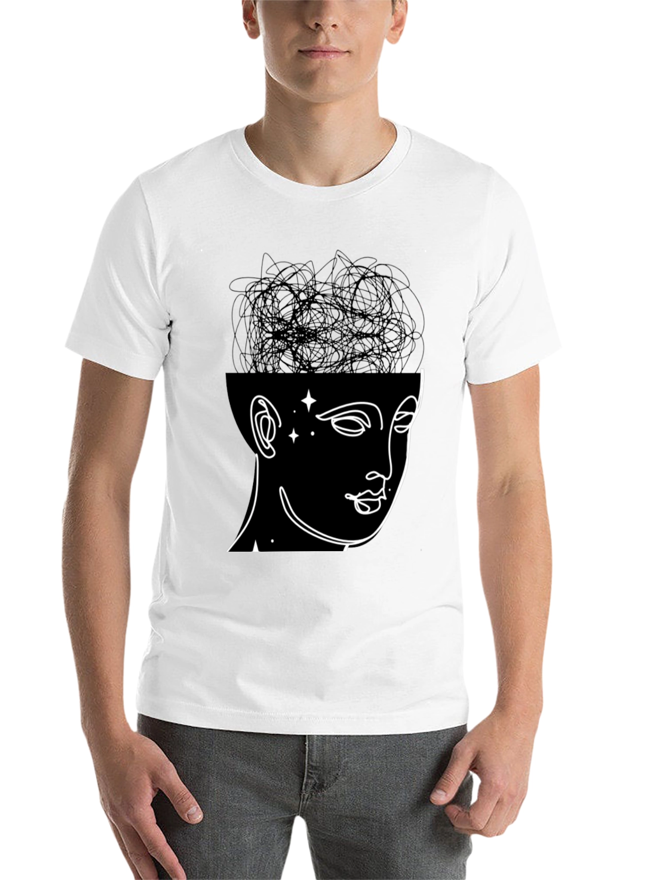 Black Abstract Mind T-Shirt - Modern Graphic Tee view 14
