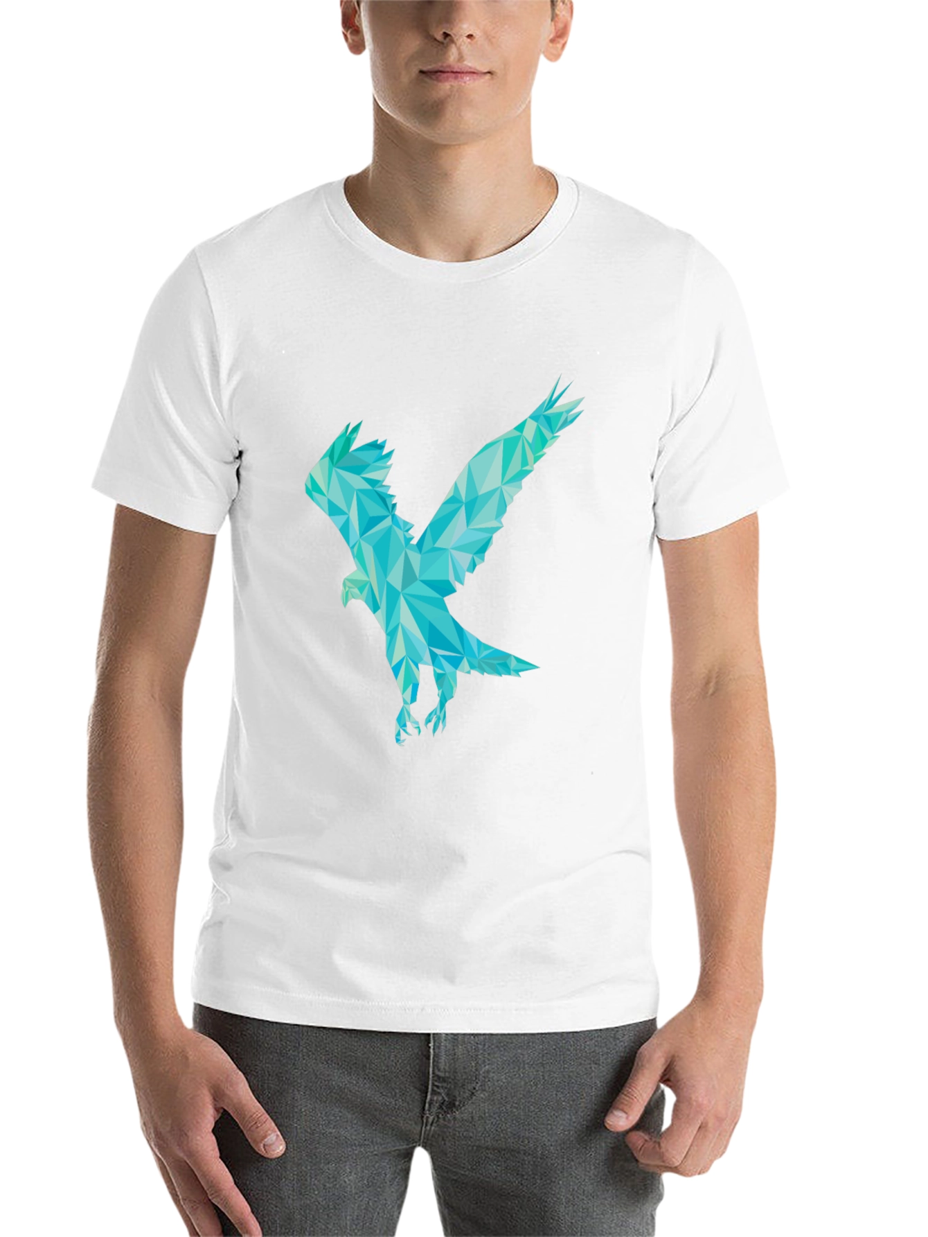Black Geometric Eagle Graphic T-Shirt - Black view 14