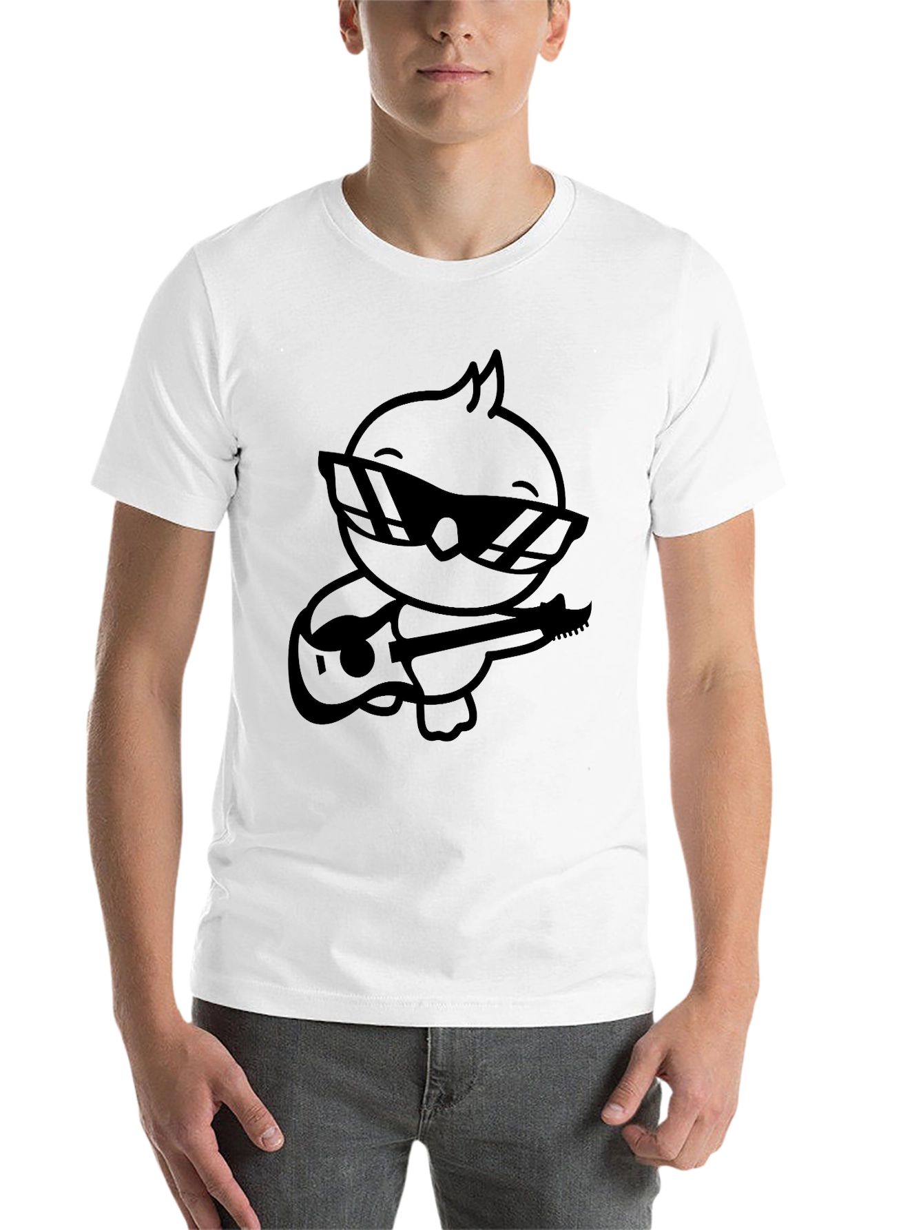 Black Cool Chick Guitar Player Black T-Shirt view 14