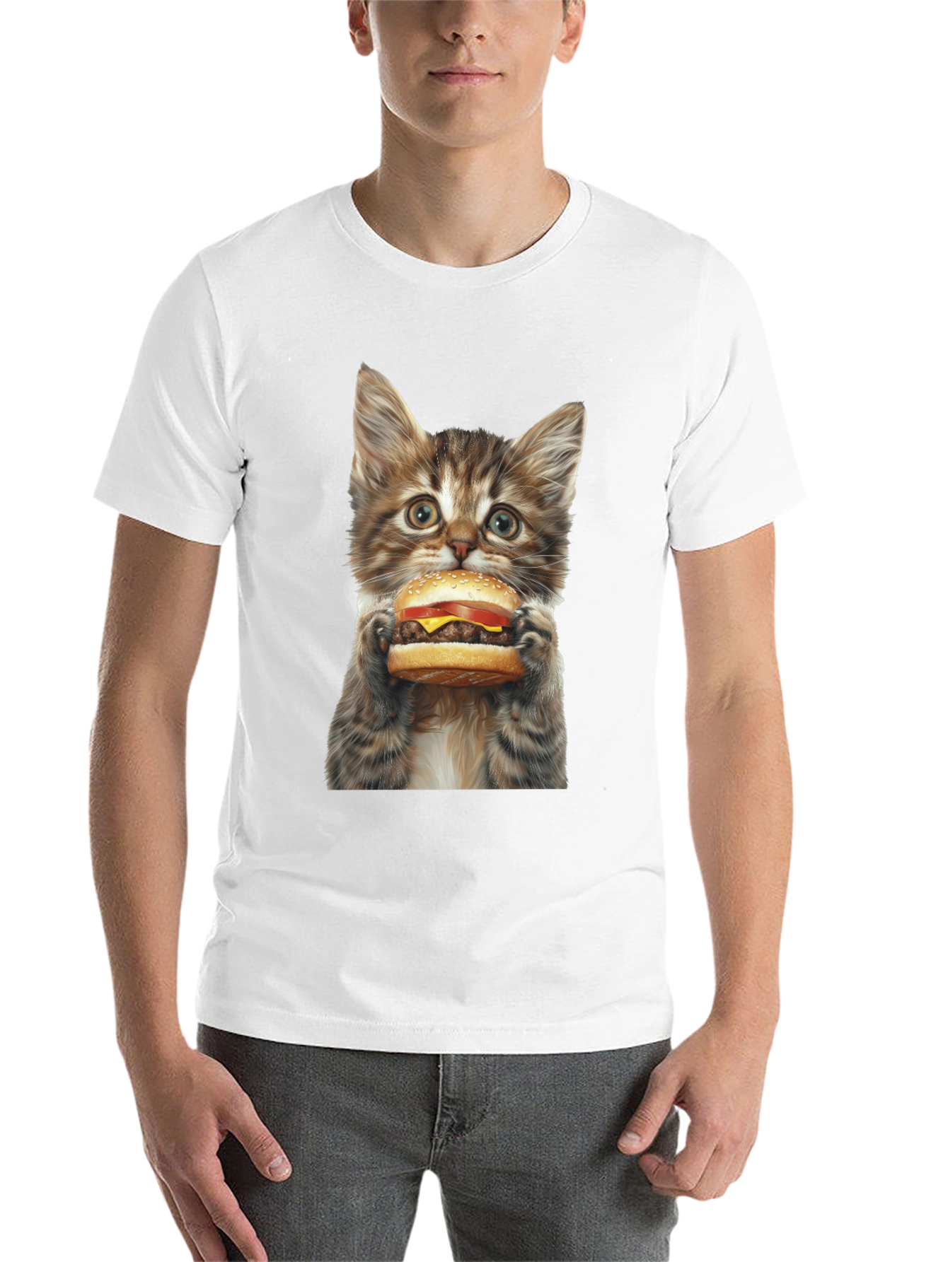 Black Cat Burger T-Shirt - Funny Kitten Graphic Tee view 14