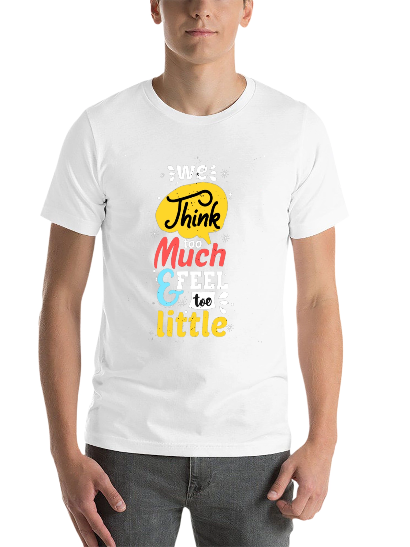 Black We Think Too Much Graphic Tee - Black view 14